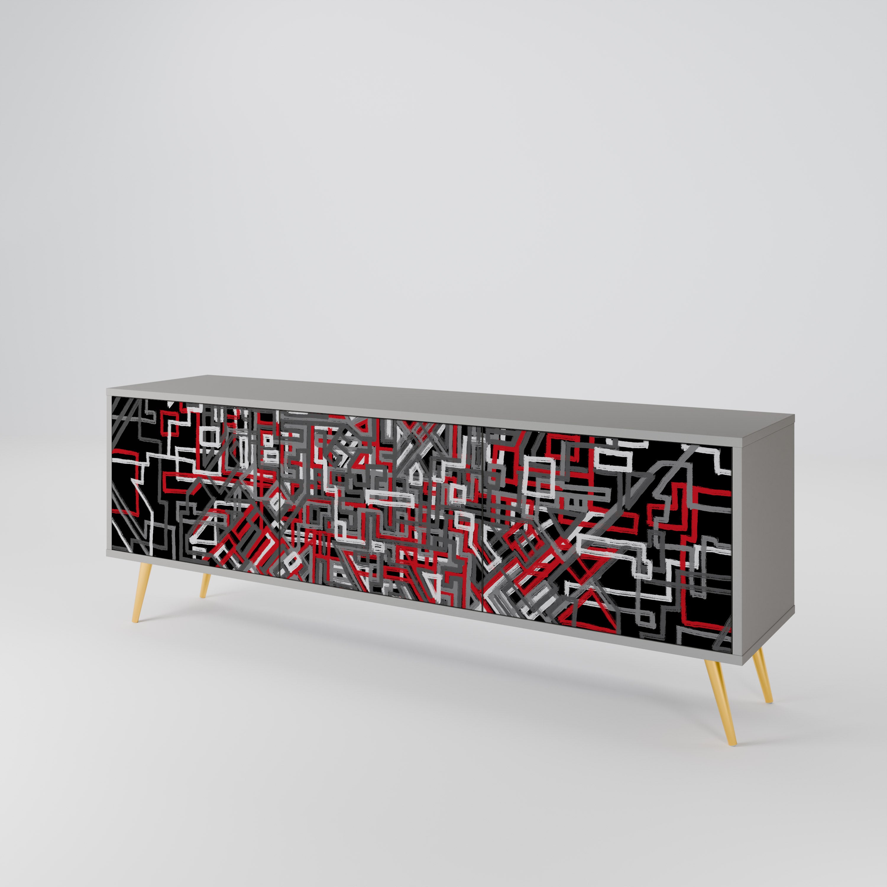 BROKEN LINES 3-Door TV Cabinet
