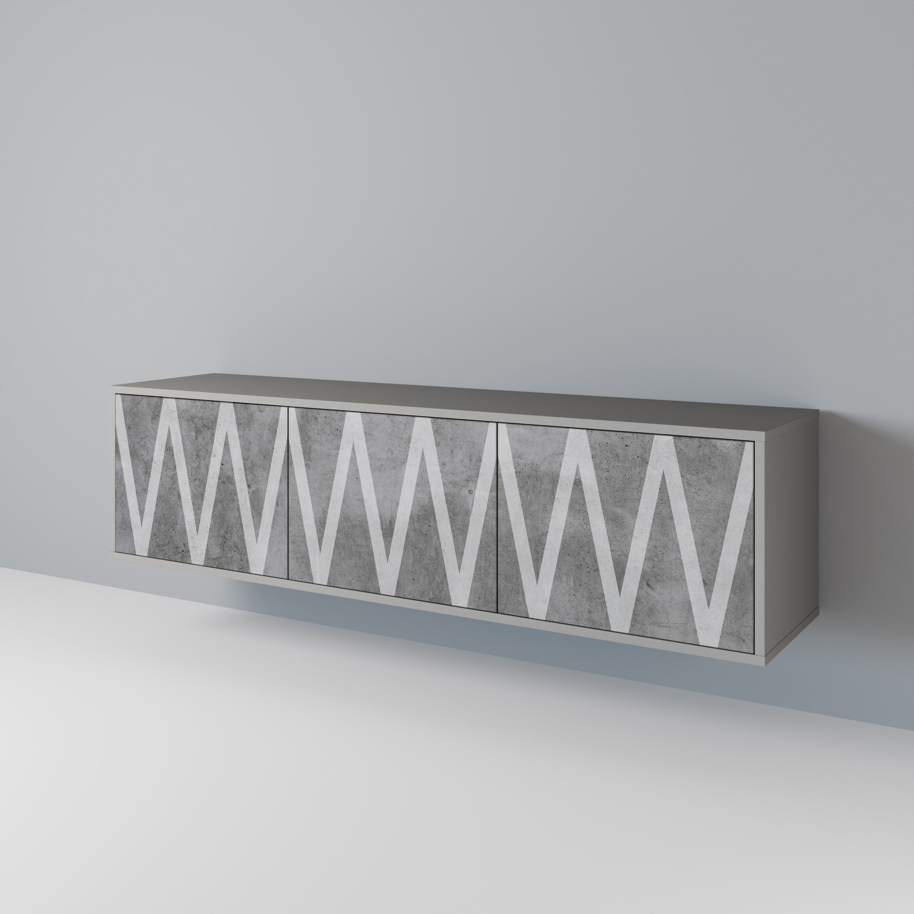 Βάση τηλεόρασης SOLID ZIG ZAG με 3 πόρτες σε γκρι φινίρισμα