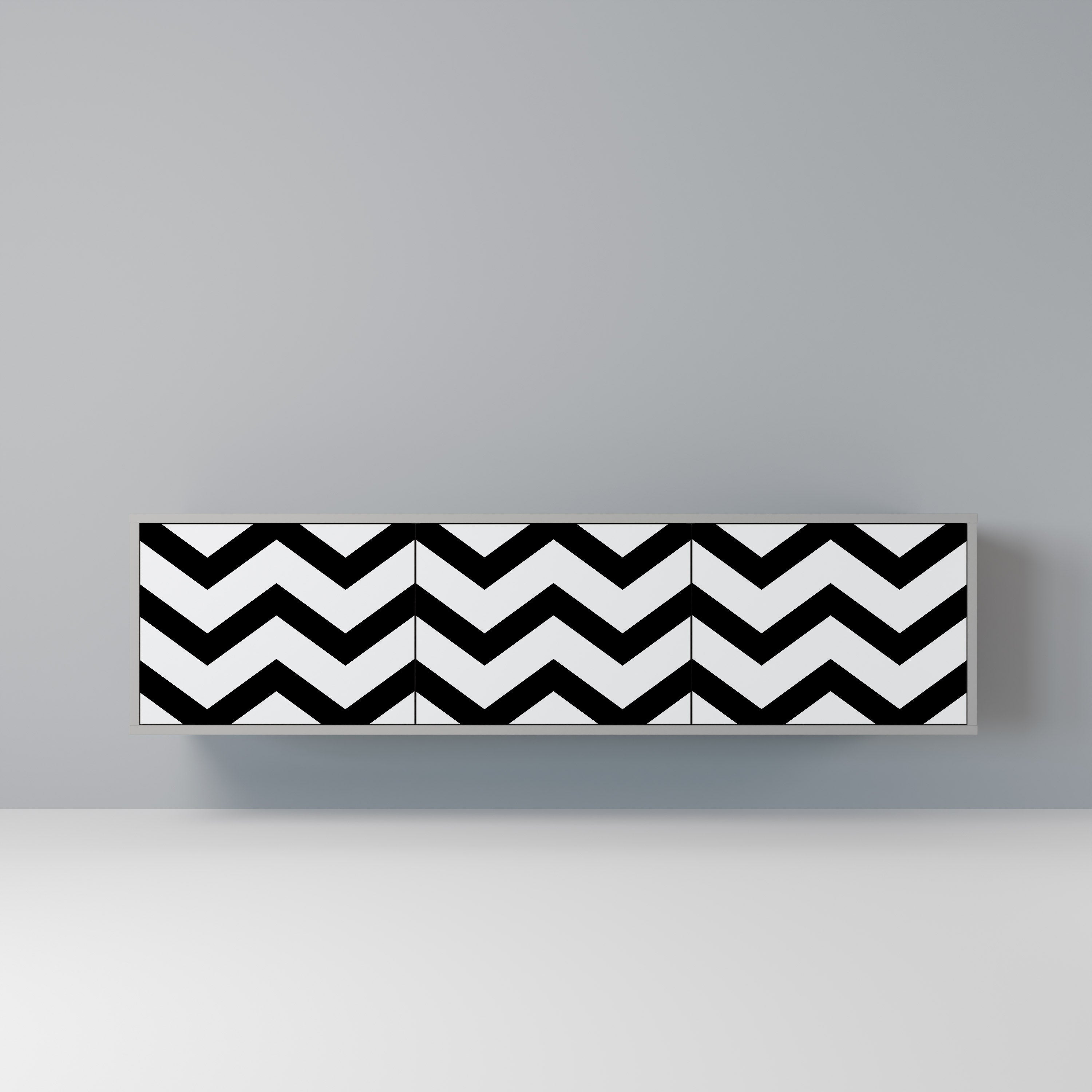Βάση τηλεόρασης CLASSIC ZIG ZAG με 3 πόρτες σε γκρι φινίρισμα