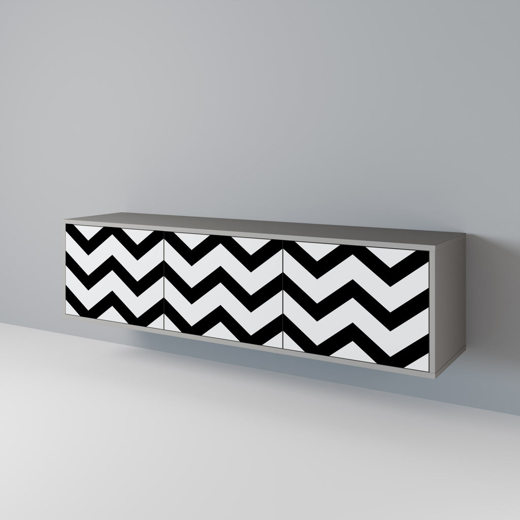 Βάση τηλεόρασης CLASSIC ZIG ZAG με 3 πόρτες σε γκρι φινίρισμα