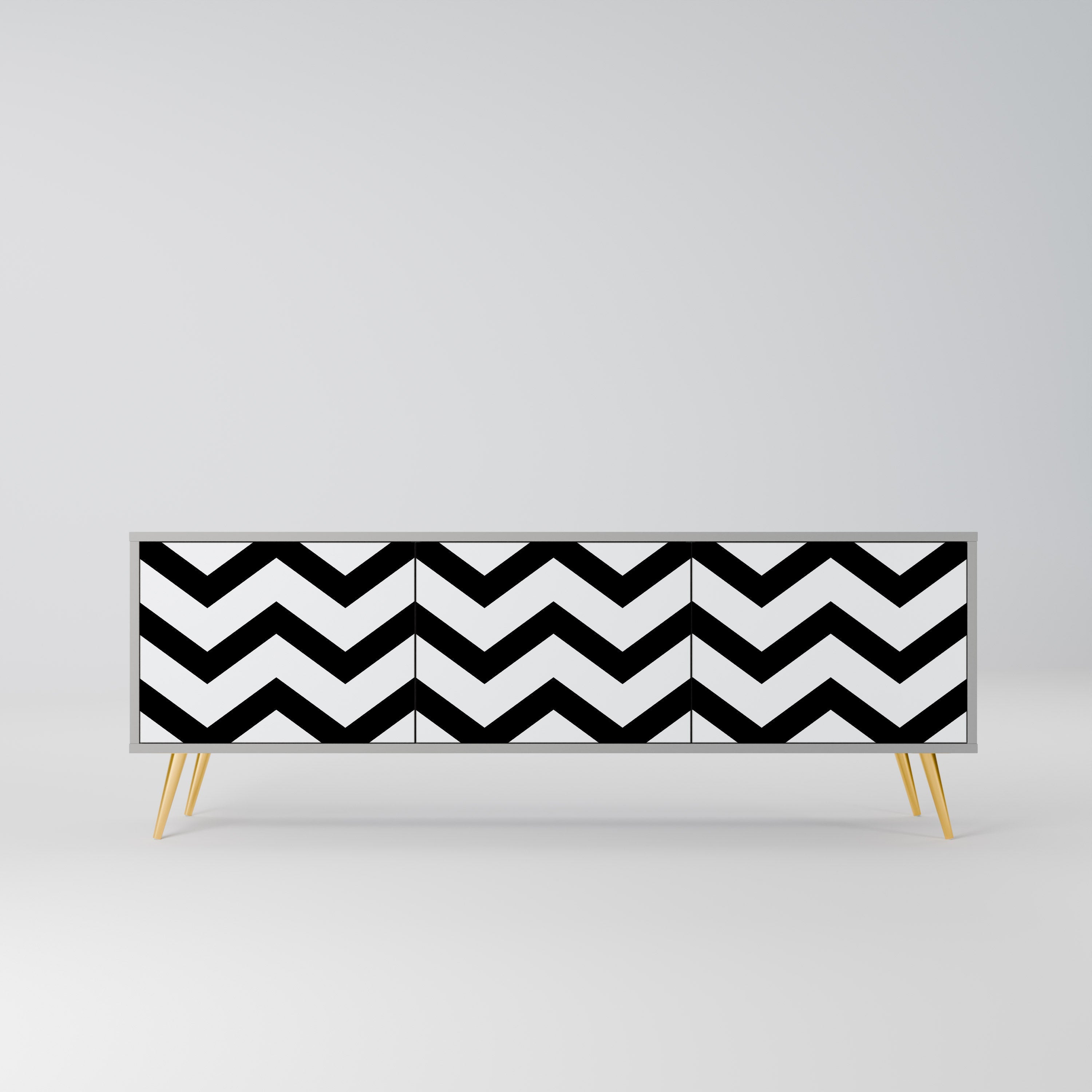 Βάση τηλεόρασης CLASSIC ZIG ZAG με 3 πόρτες σε γκρι φινίρισμα