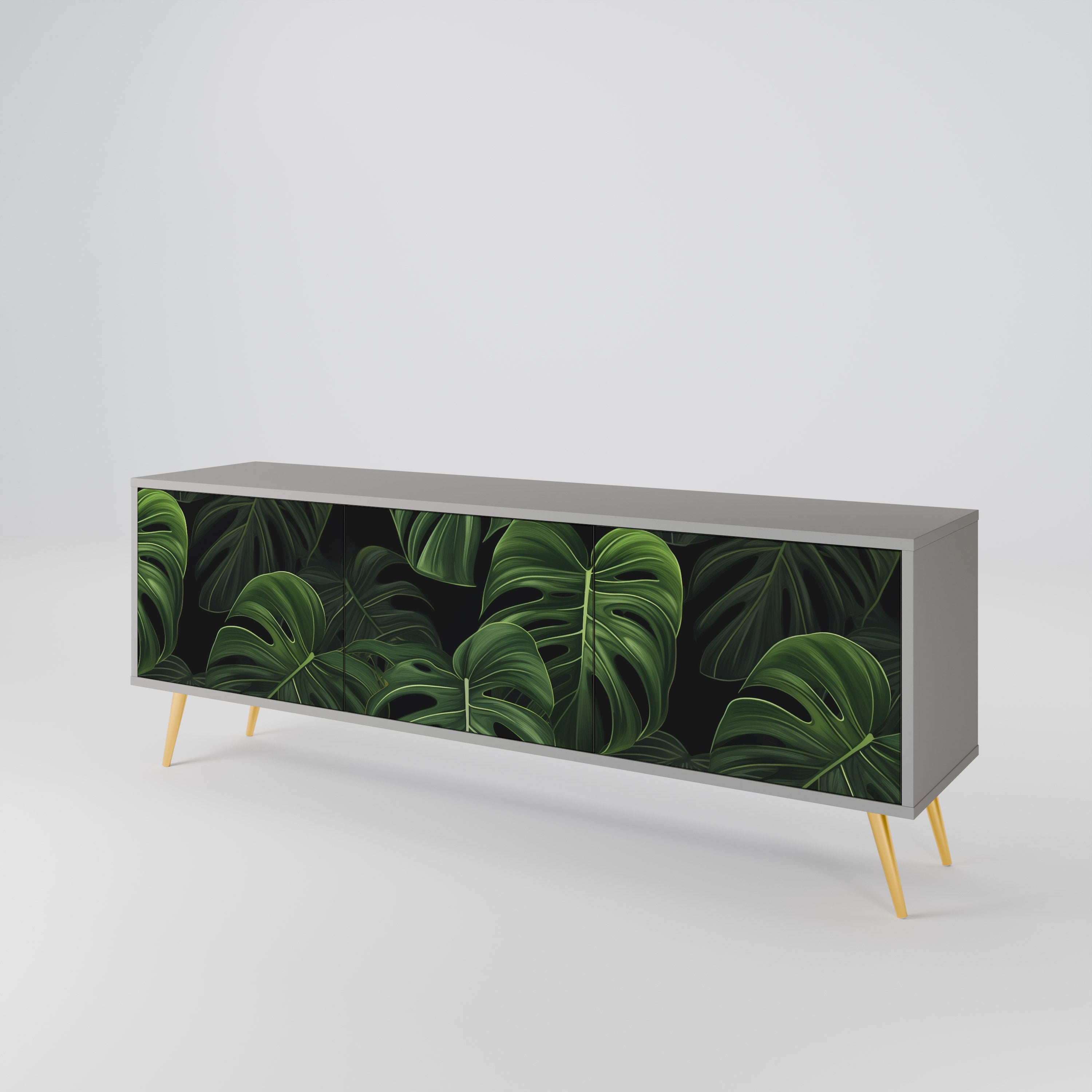 INFINITE MONSTERA Τρίθυρη βάση τηλεόρασης σε γκρι φινίρισμα