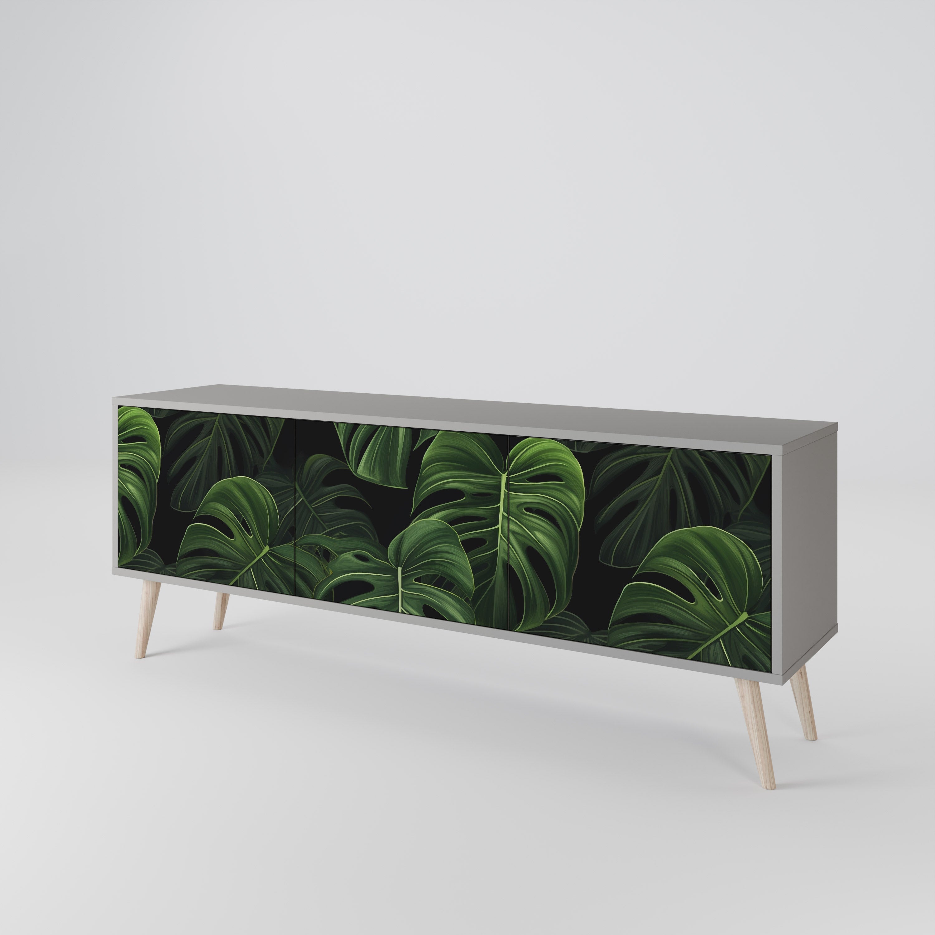 INFINITE MONSTERA Τρίθυρη βάση τηλεόρασης σε γκρι φινίρισμα