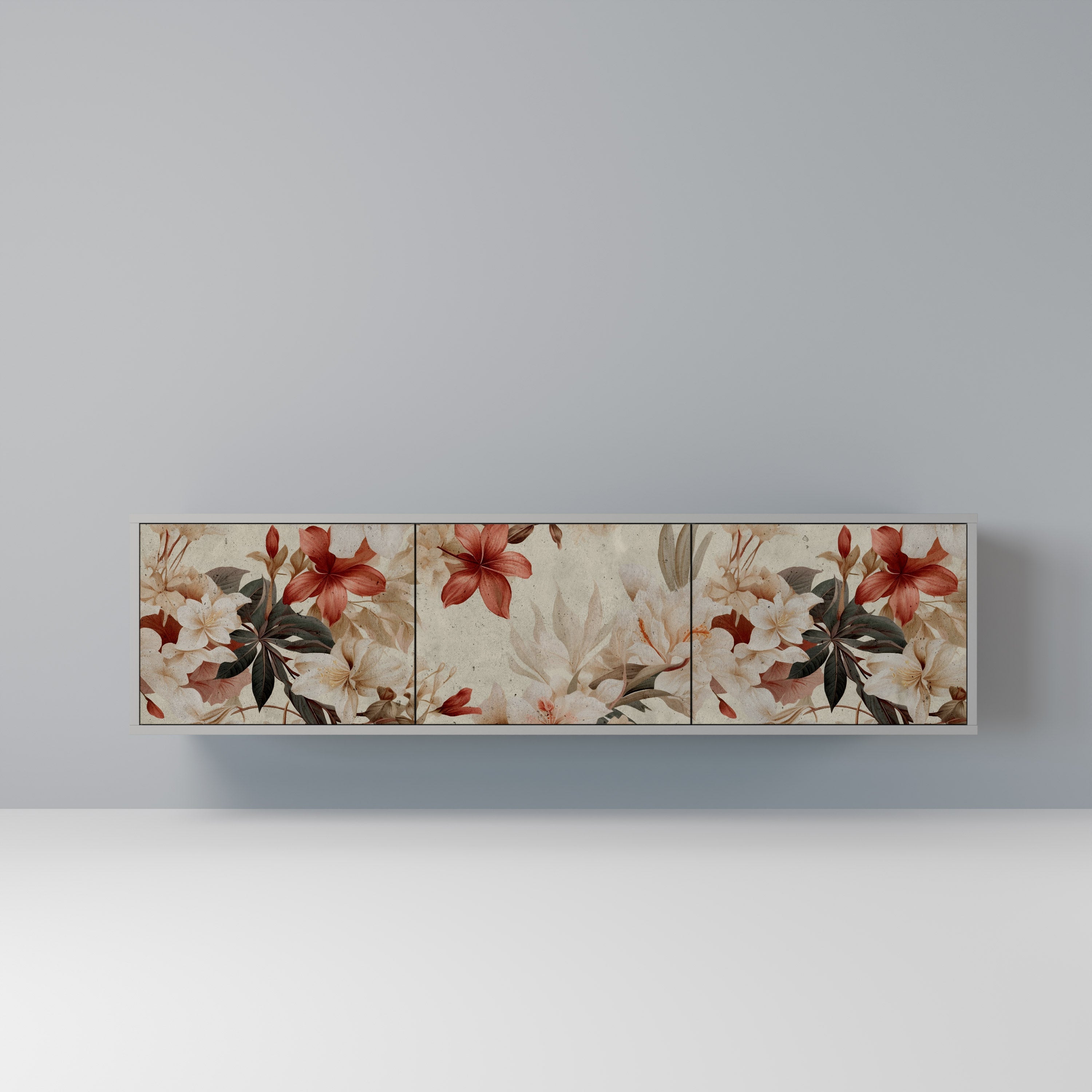 Βάση τηλεόρασης PETAL HARMONY με 3 πόρτες σε γκρι φινίρισμα