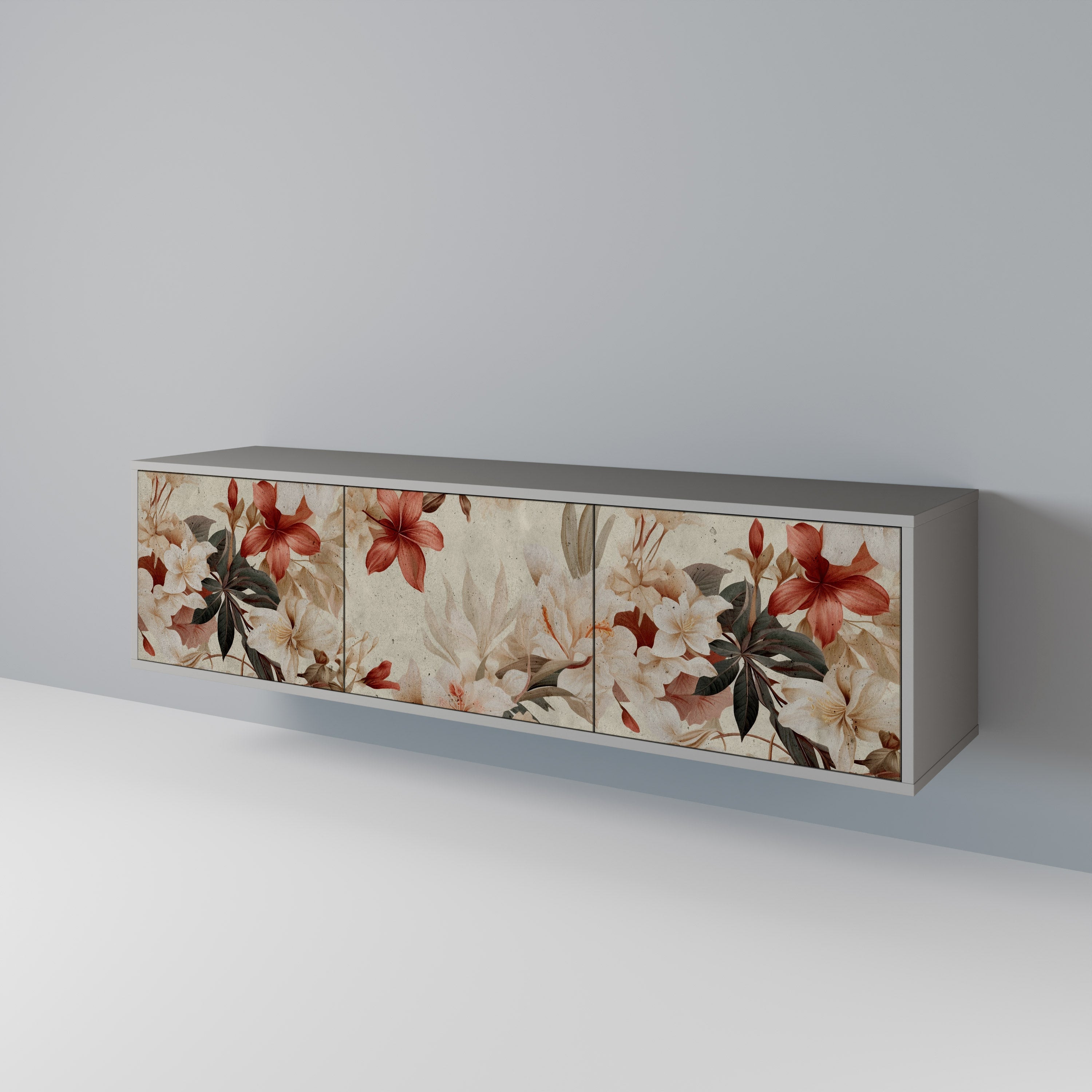 Βάση τηλεόρασης PETAL HARMONY με 3 πόρτες σε γκρι φινίρισμα
