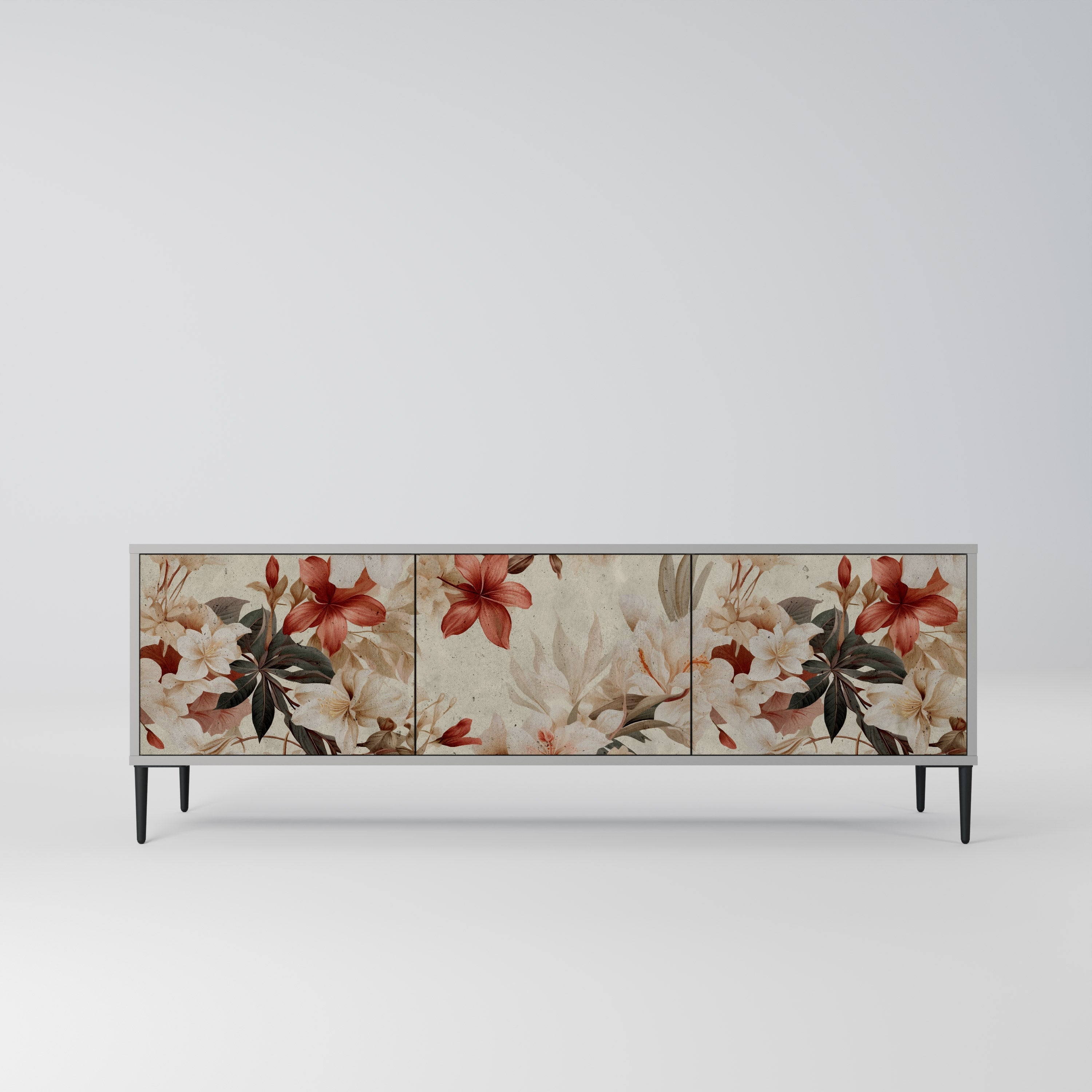 Βάση τηλεόρασης PETAL HARMONY με 3 πόρτες σε γκρι φινίρισμα