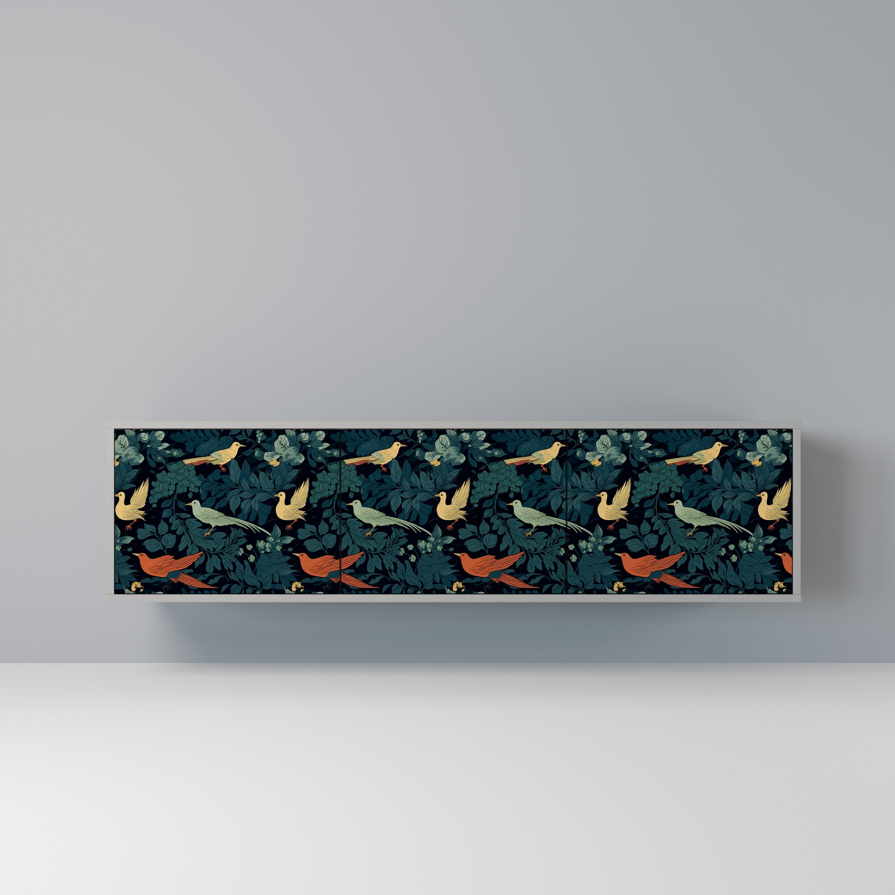 Βάση τηλεόρασης FOWL ORNAMENT με 3 πόρτες σε γκρι φινίρισμα