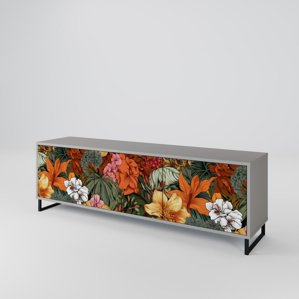 Βάση τηλεόρασης RADIANT FLORA με 3 πόρτες σε γκρι φινίρισμα