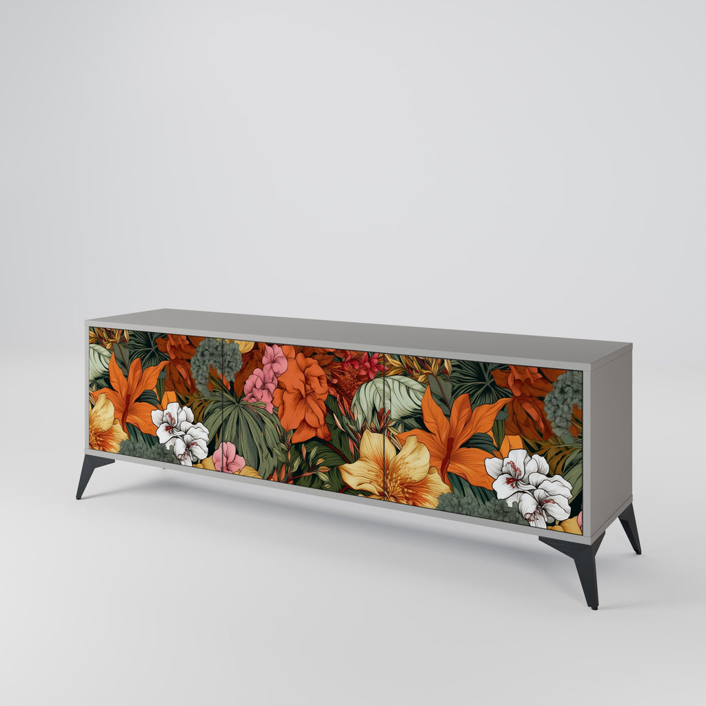 Βάση τηλεόρασης RADIANT FLORA με 3 πόρτες σε γκρι φινίρισμα