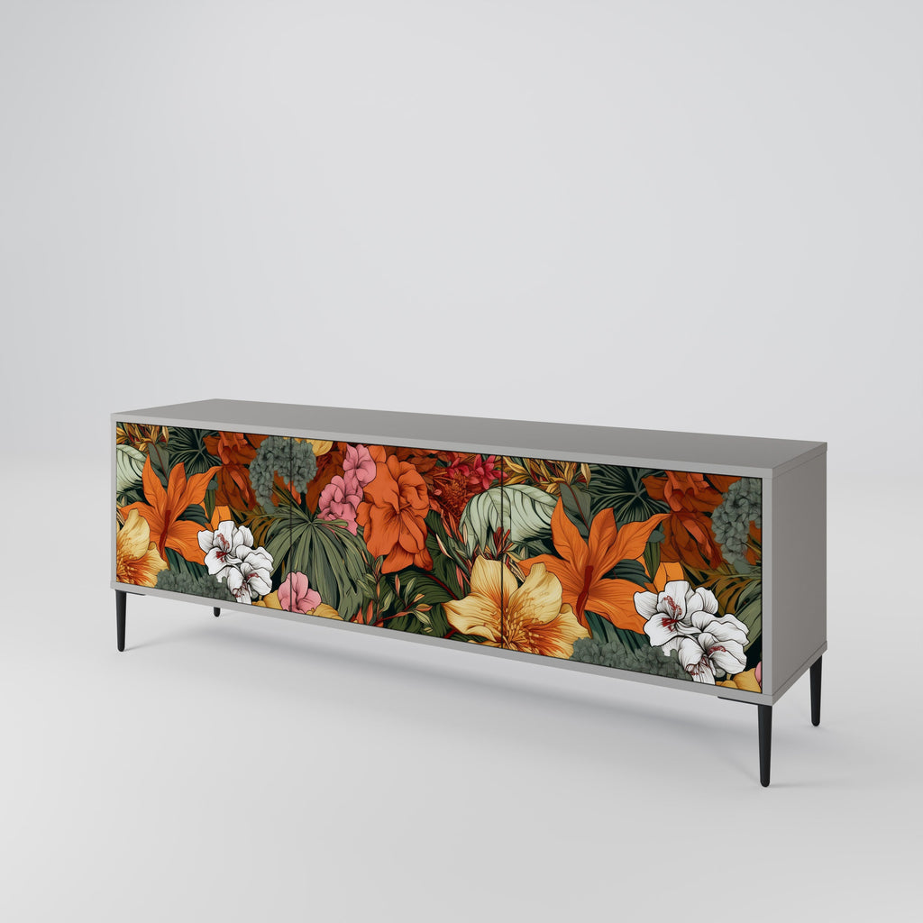 Βάση τηλεόρασης RADIANT FLORA με 3 πόρτες σε γκρι φινίρισμα