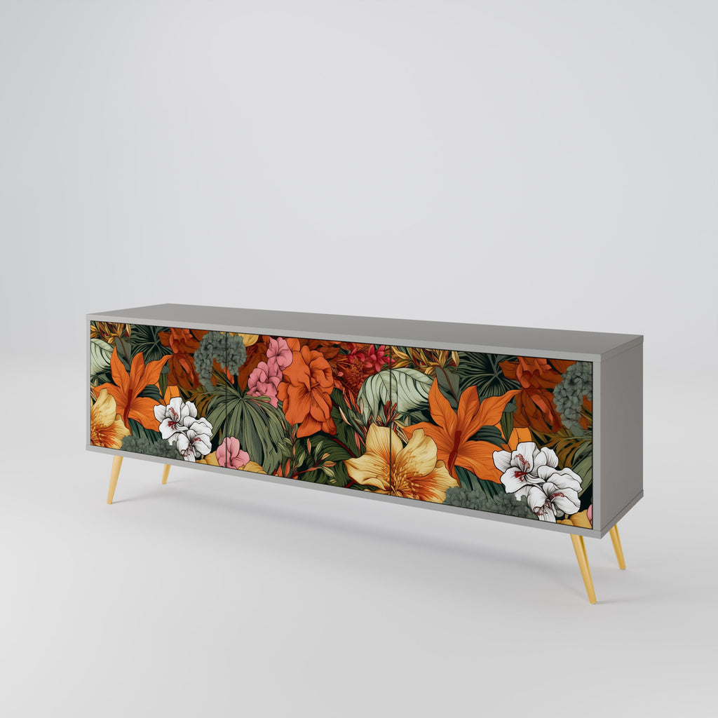 Βάση τηλεόρασης RADIANT FLORA με 3 πόρτες σε γκρι φινίρισμα