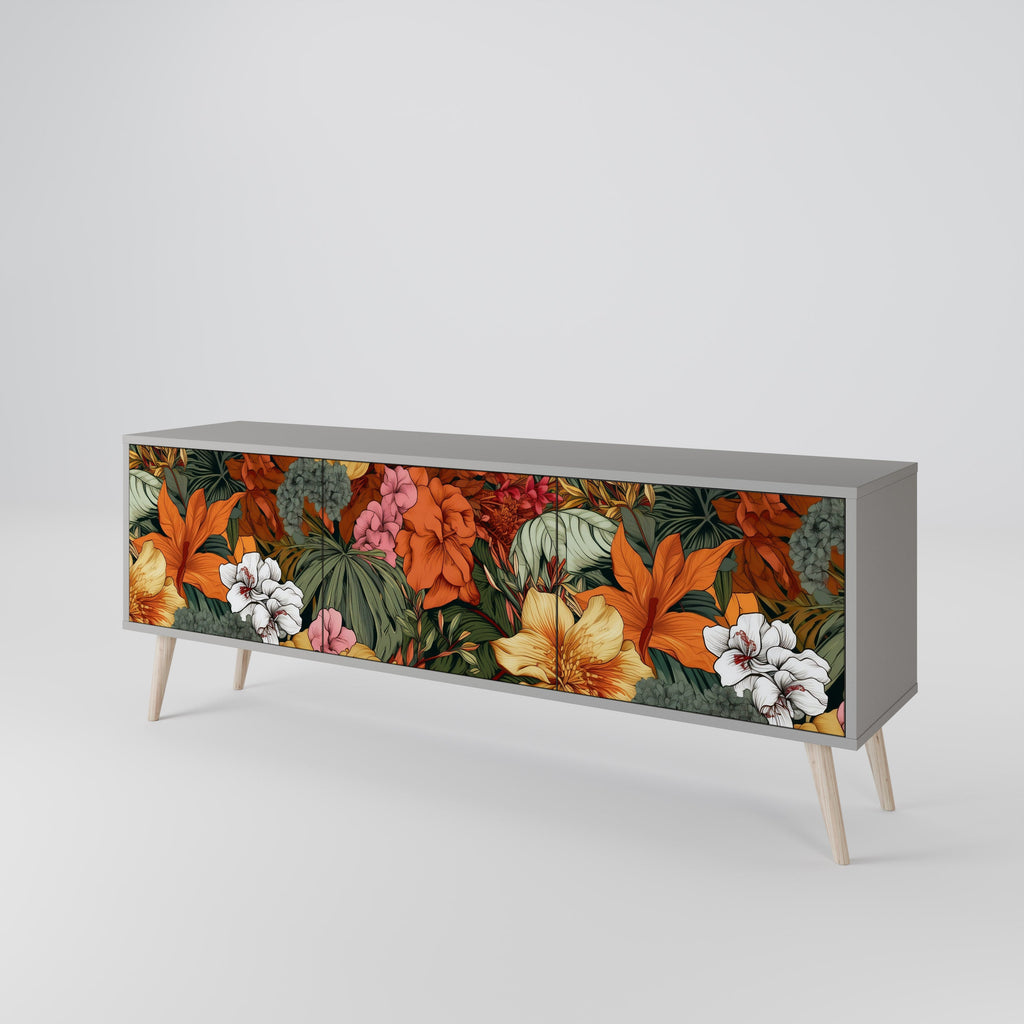 Βάση τηλεόρασης RADIANT FLORA με 3 πόρτες σε γκρι φινίρισμα