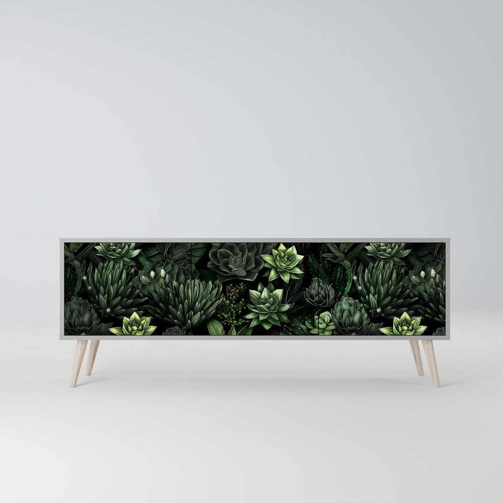 Βάση τηλεόρασης SUCCULENT JUNGLE με 3 πόρτες σε γκρι φινίρισμα