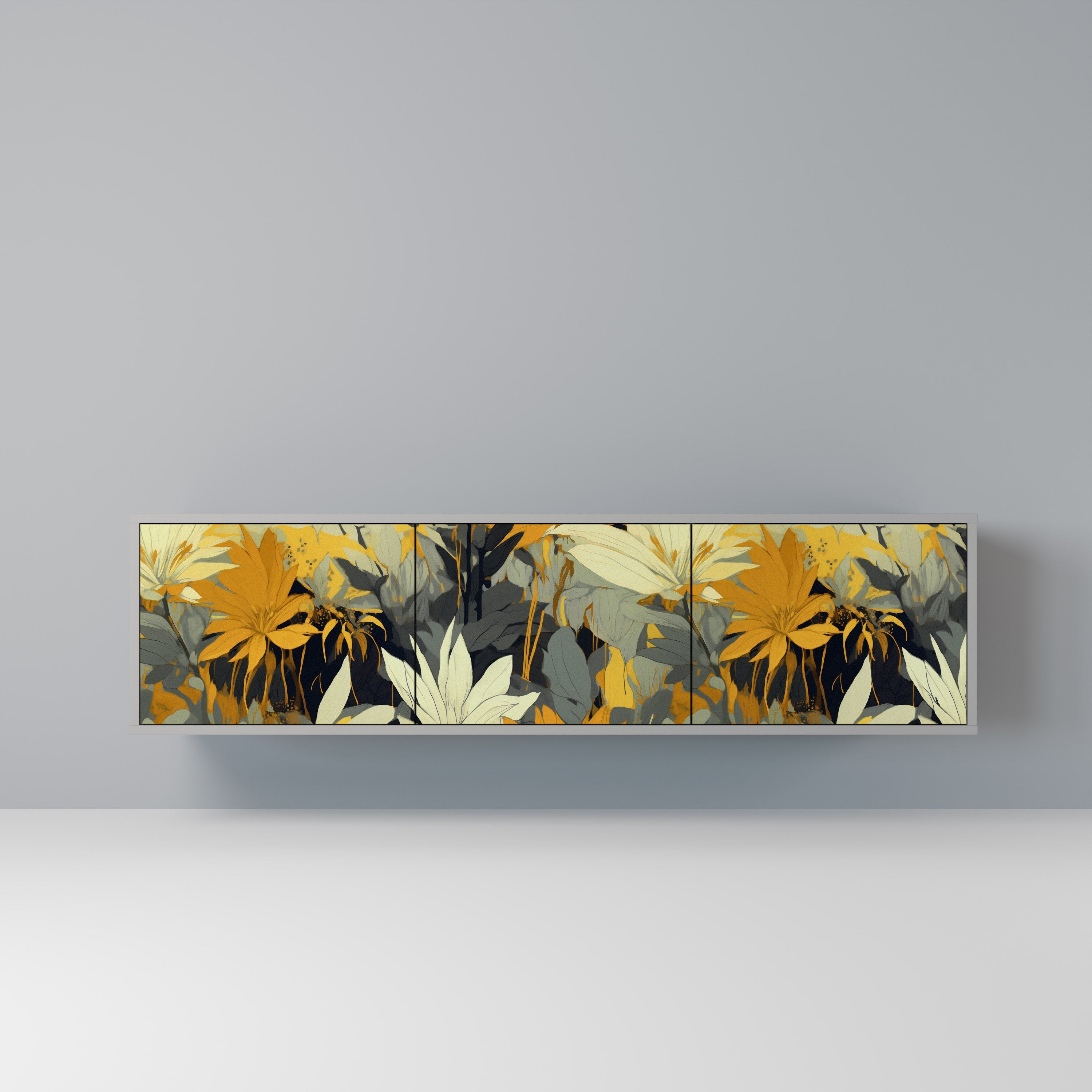 Βάση τηλεόρασης SUNKISSED LILY με 3 πόρτες σε γκρι φινίρισμα