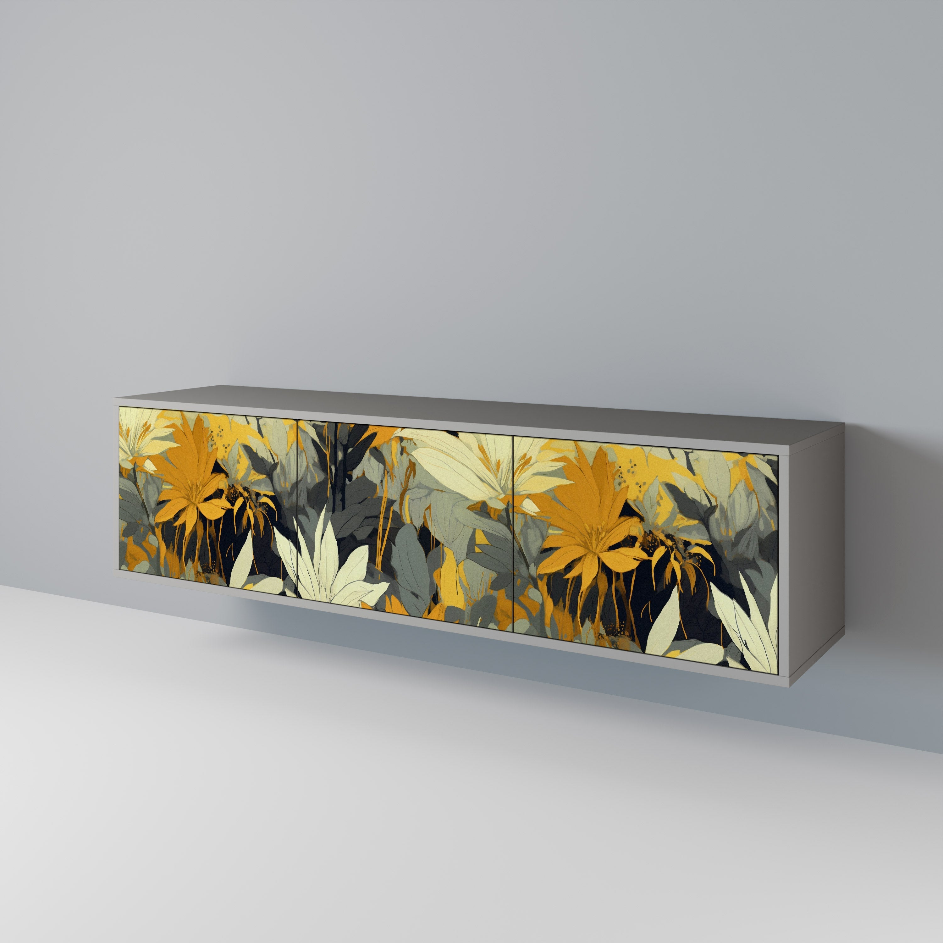 Βάση τηλεόρασης SUNKISSED LILY με 3 πόρτες σε γκρι φινίρισμα
