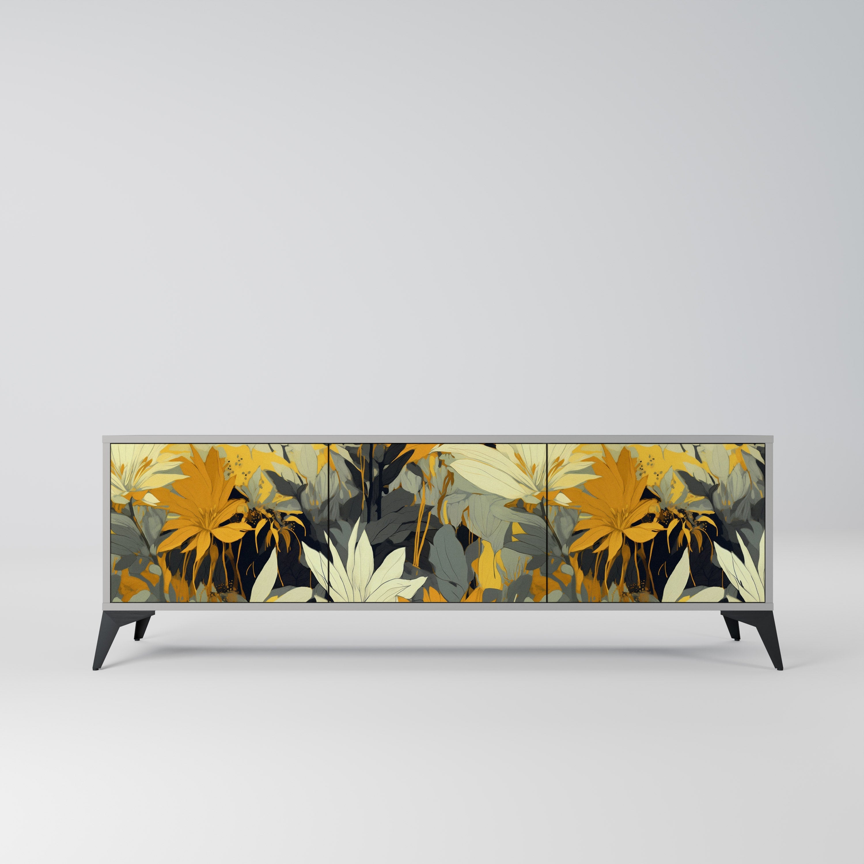 Βάση τηλεόρασης SUNKISSED LILY με 3 πόρτες σε γκρι φινίρισμα