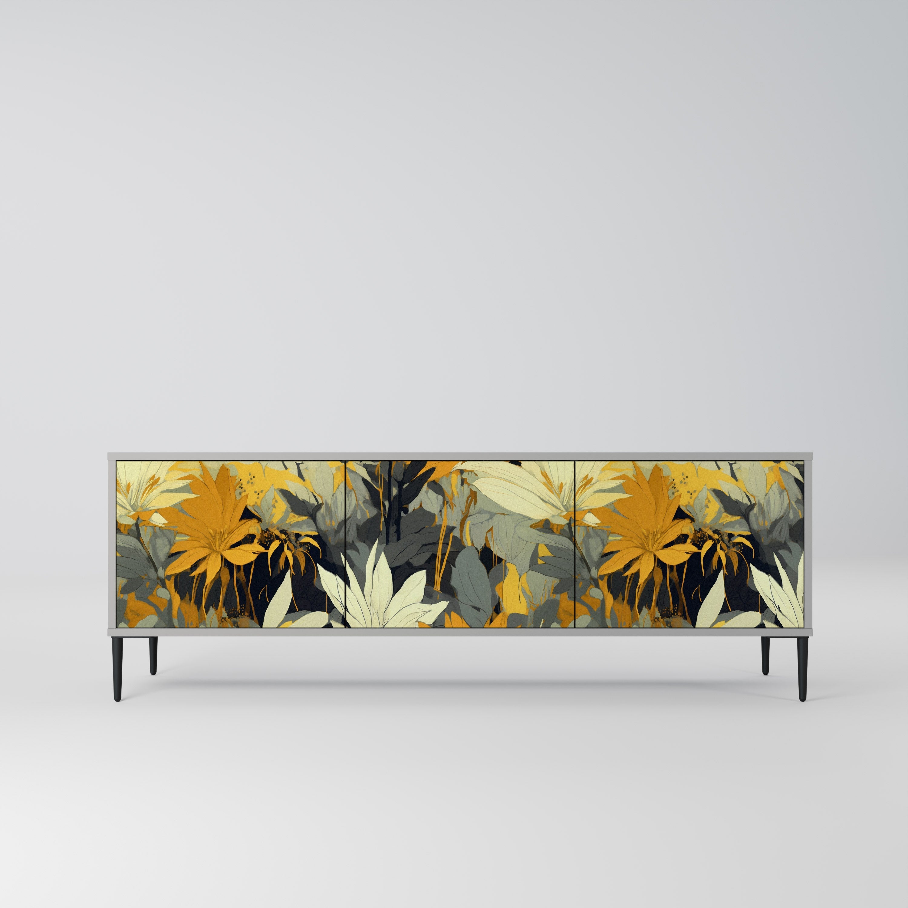 Βάση τηλεόρασης SUNKISSED LILY με 3 πόρτες σε γκρι φινίρισμα