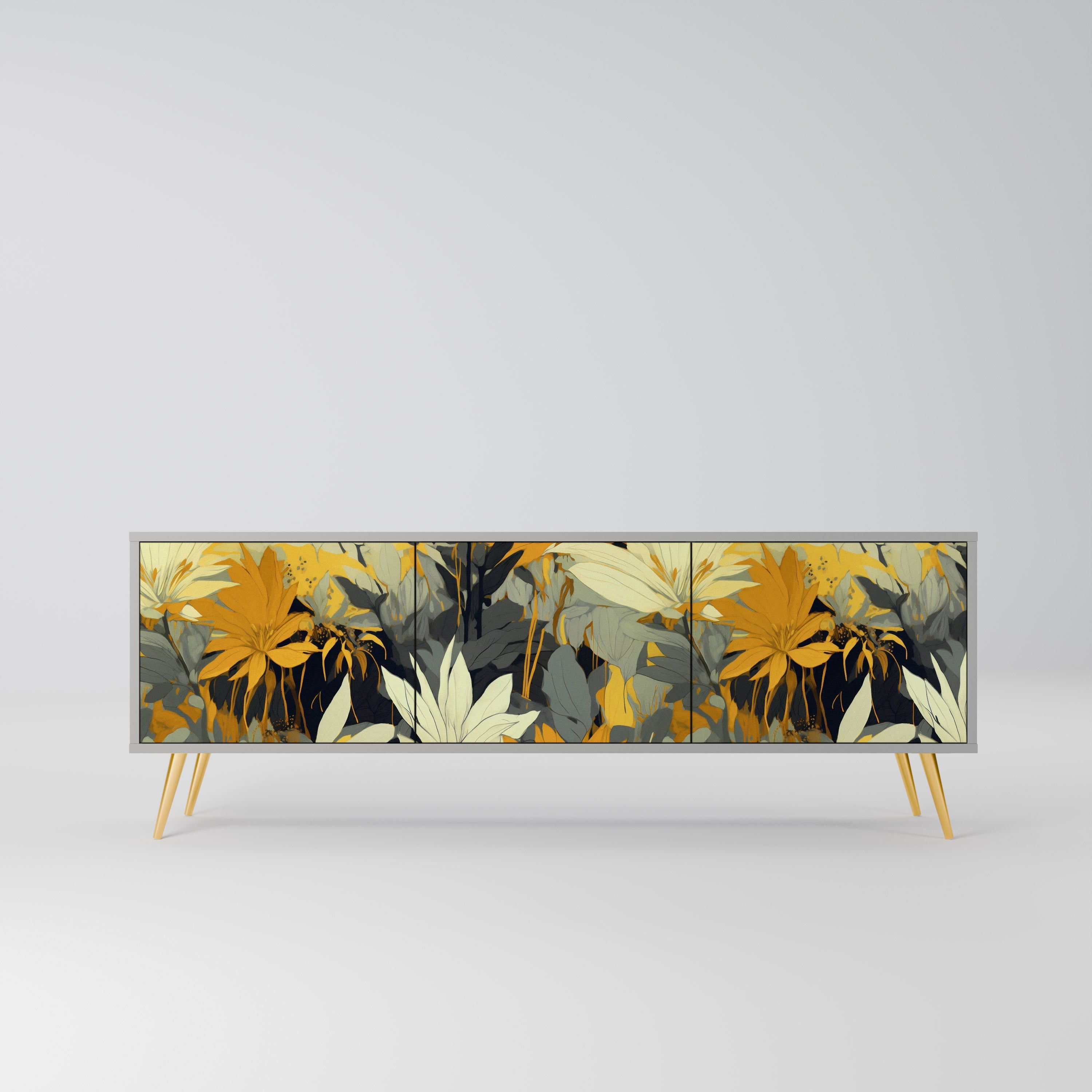 Βάση τηλεόρασης SUNKISSED LILY με 3 πόρτες σε γκρι φινίρισμα