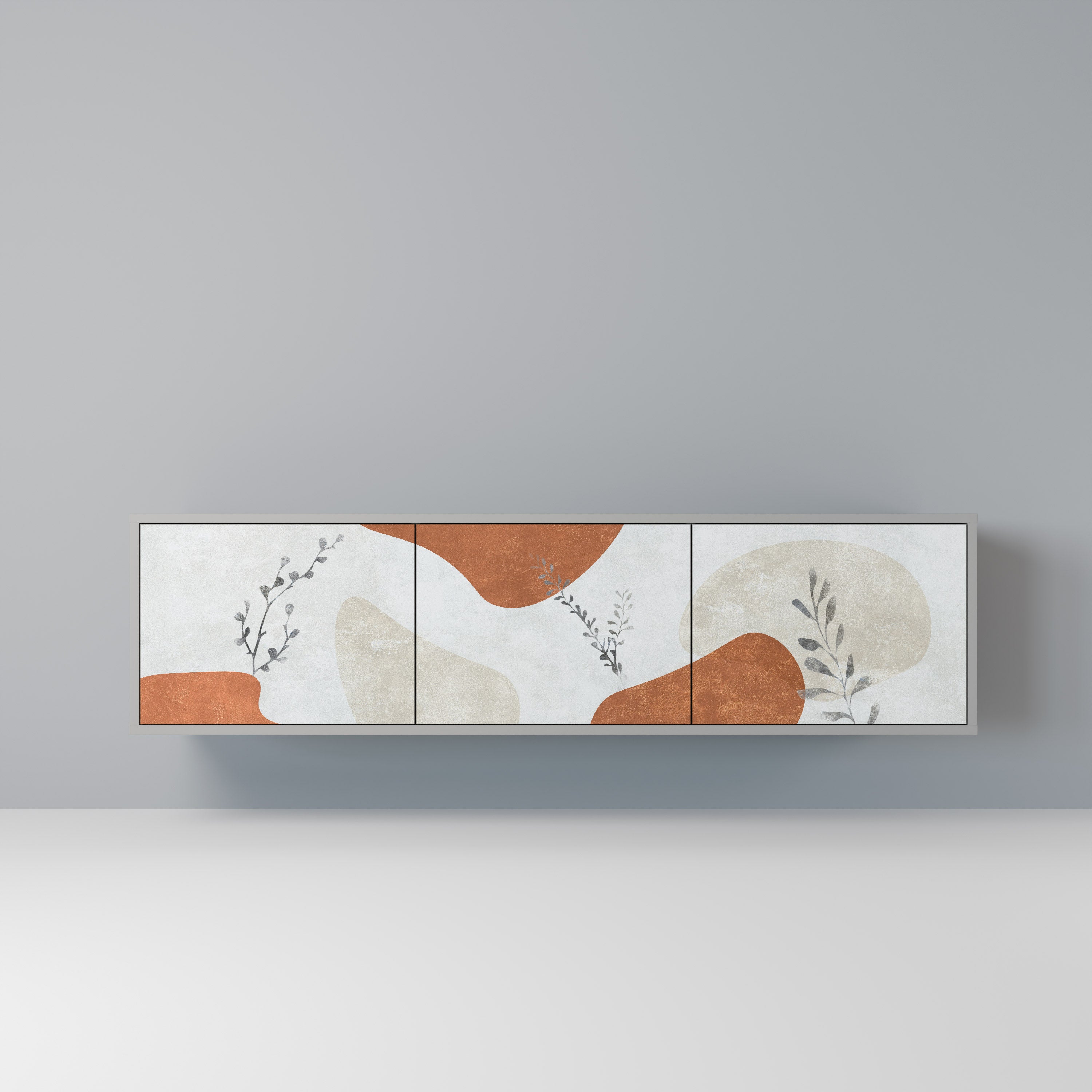 Βάση τηλεόρασης TRANQUIL TWIG με 3 πόρτες σε γκρι φινίρισμα