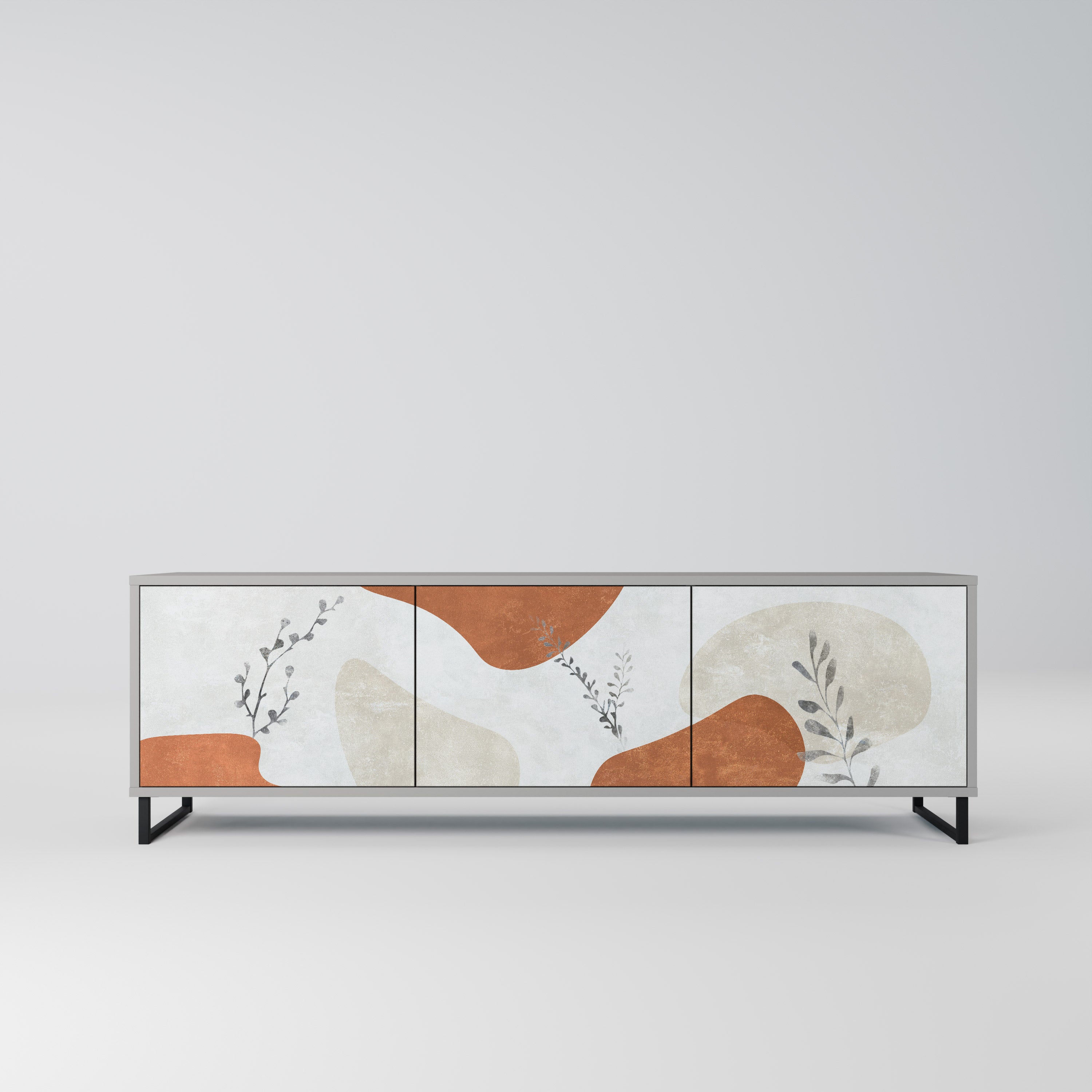 Βάση τηλεόρασης TRANQUIL TWIG με 3 πόρτες σε γκρι φινίρισμα
