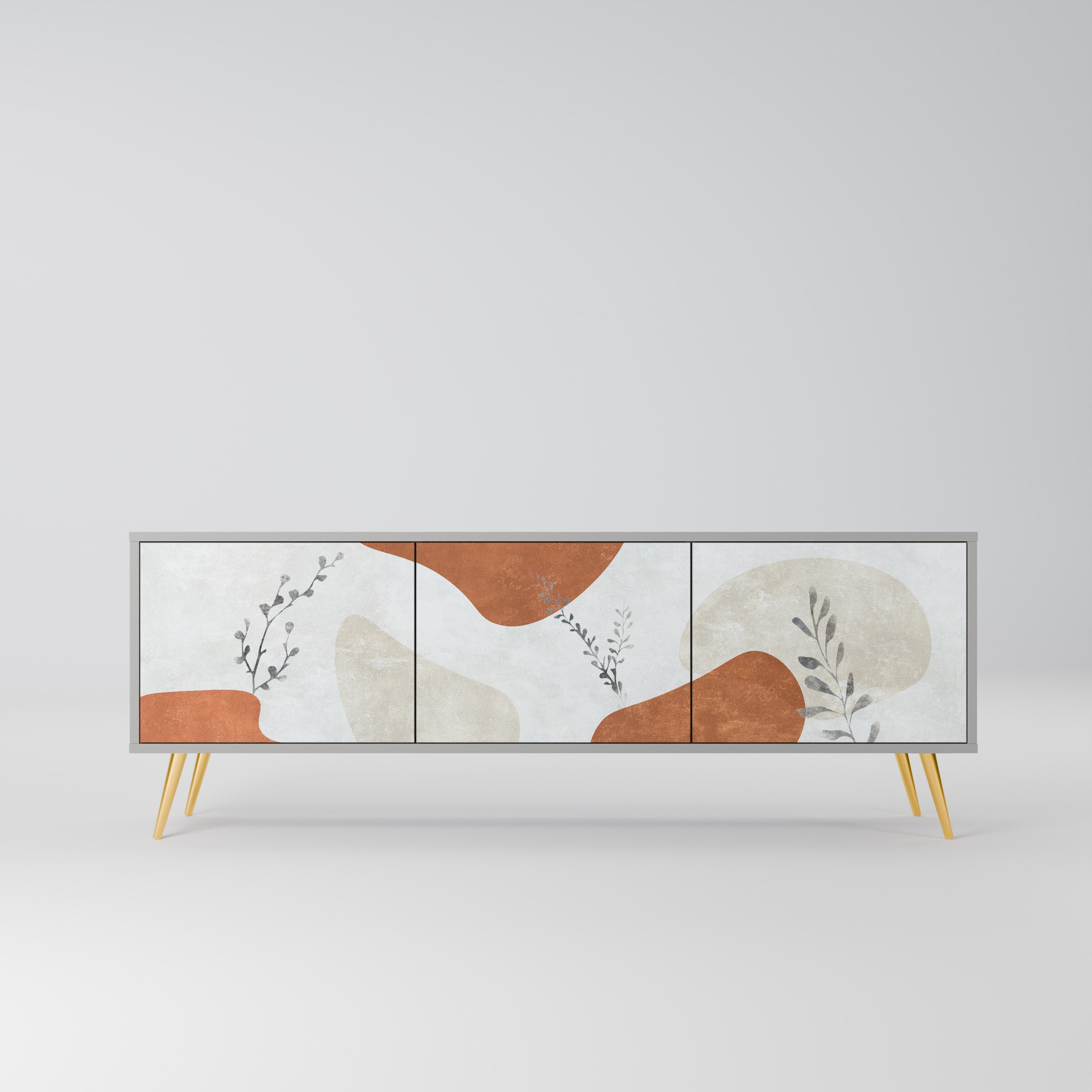 Βάση τηλεόρασης TRANQUIL TWIG με 3 πόρτες σε γκρι φινίρισμα