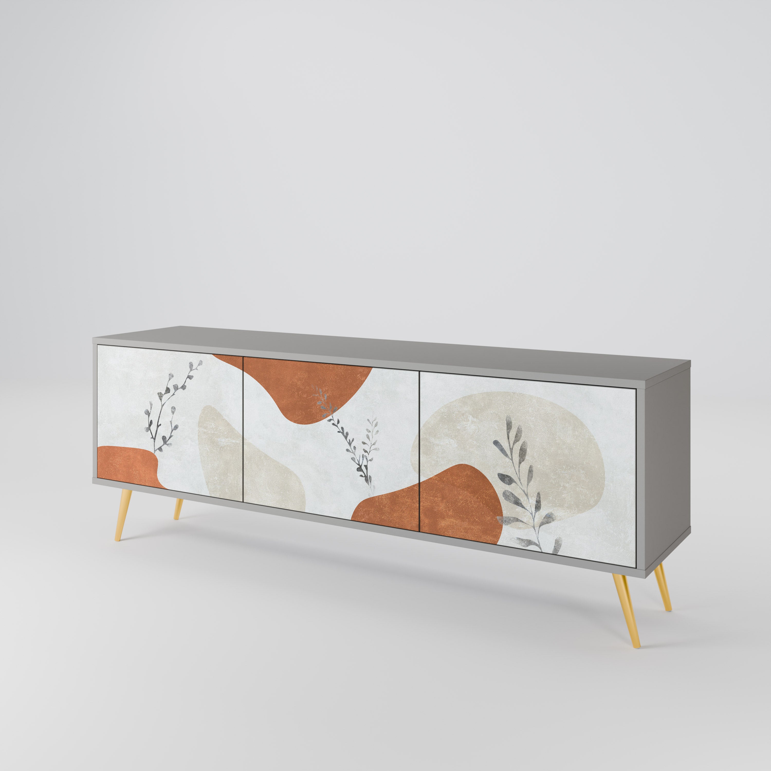 Βάση τηλεόρασης TRANQUIL TWIG με 3 πόρτες σε γκρι φινίρισμα