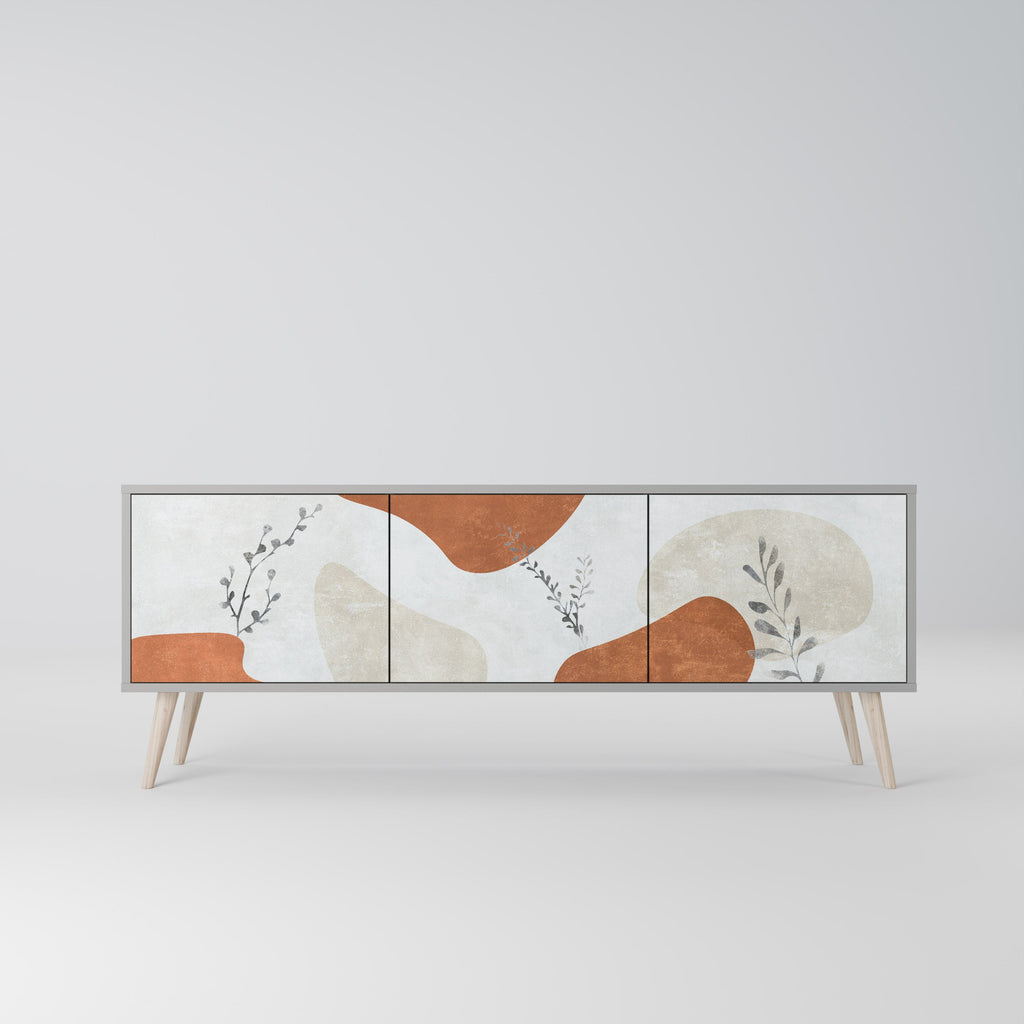 Βάση τηλεόρασης TRANQUIL TWIG με 3 πόρτες σε γκρι φινίρισμα