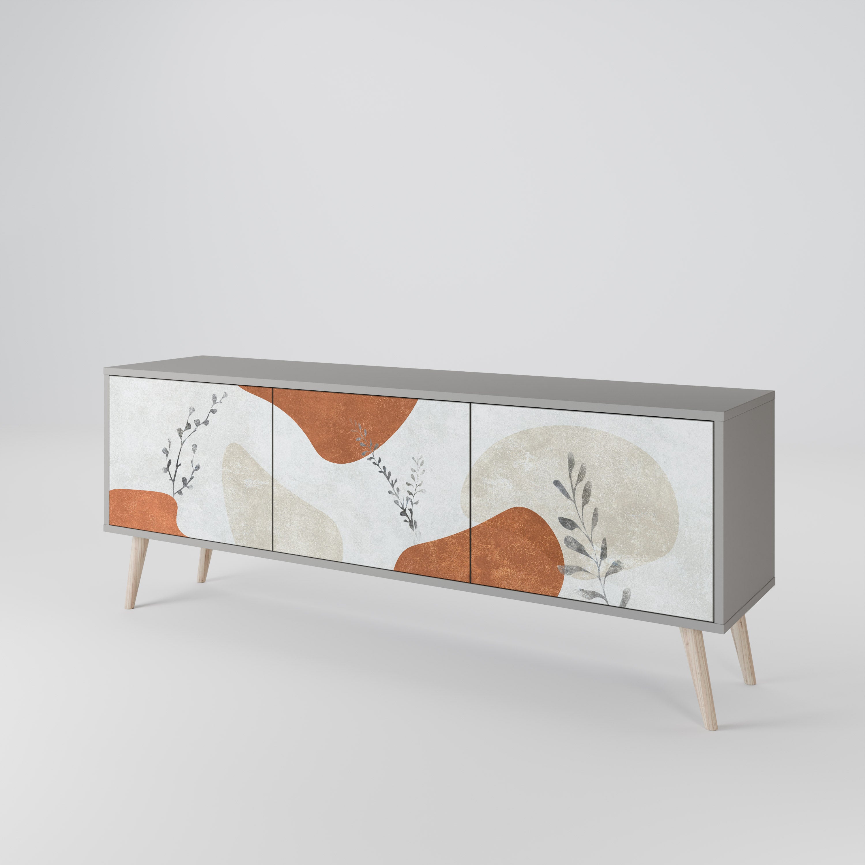 Βάση τηλεόρασης TRANQUIL TWIG με 3 πόρτες σε γκρι φινίρισμα