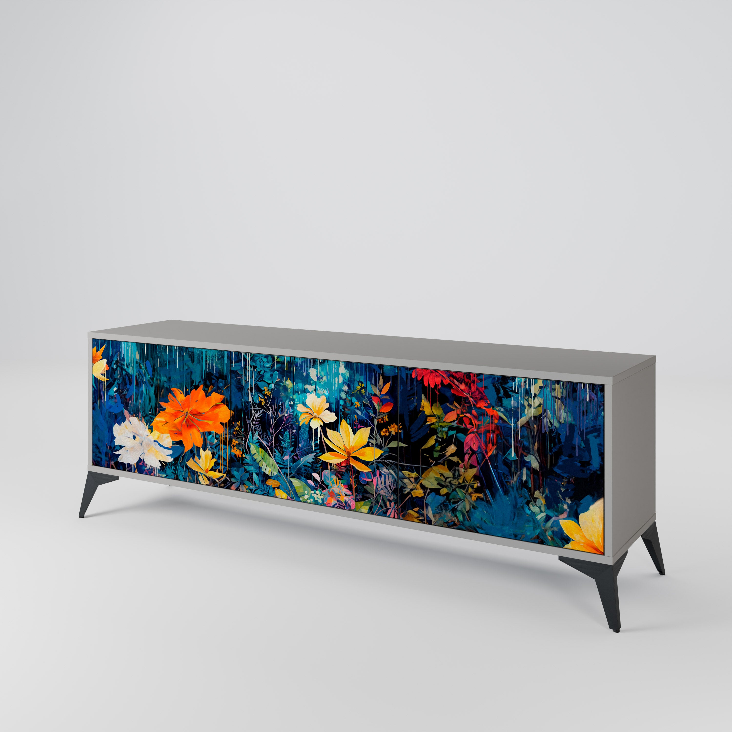 MIDNIGHT BLOSSOM 3-Door TV Cabinet