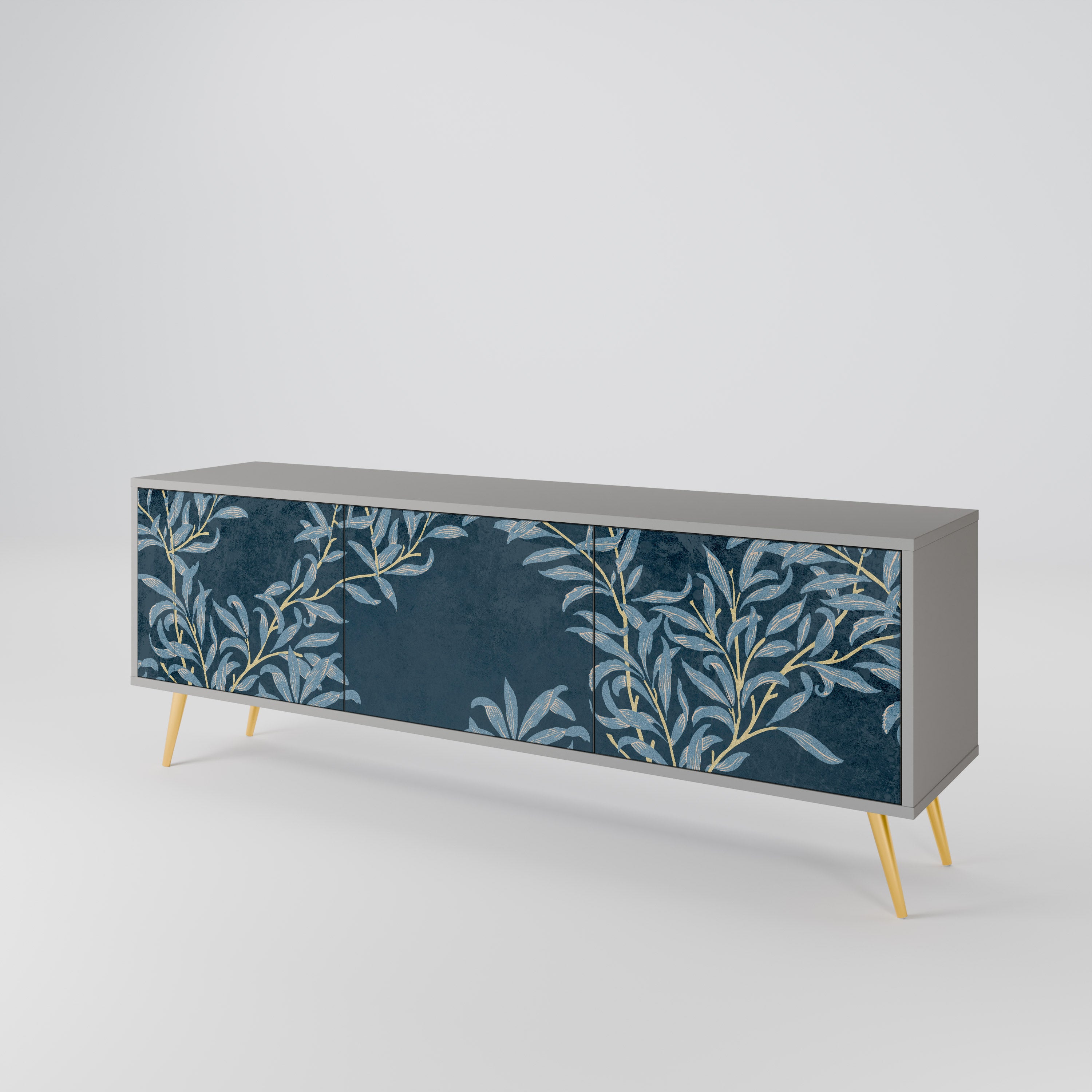 BLUE LEAVES 3-Door TV Cabinet