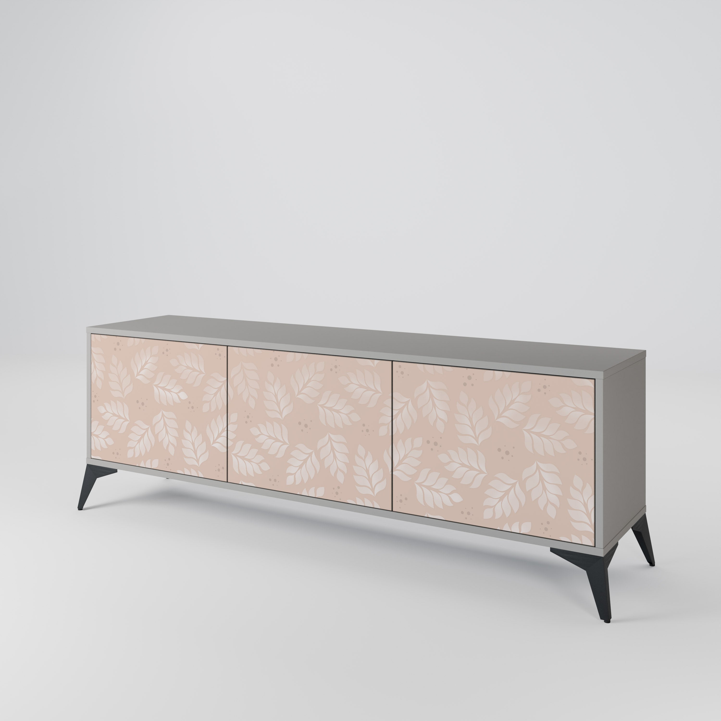 LEAVES ON BEIGE 3-Door TV Cabinet