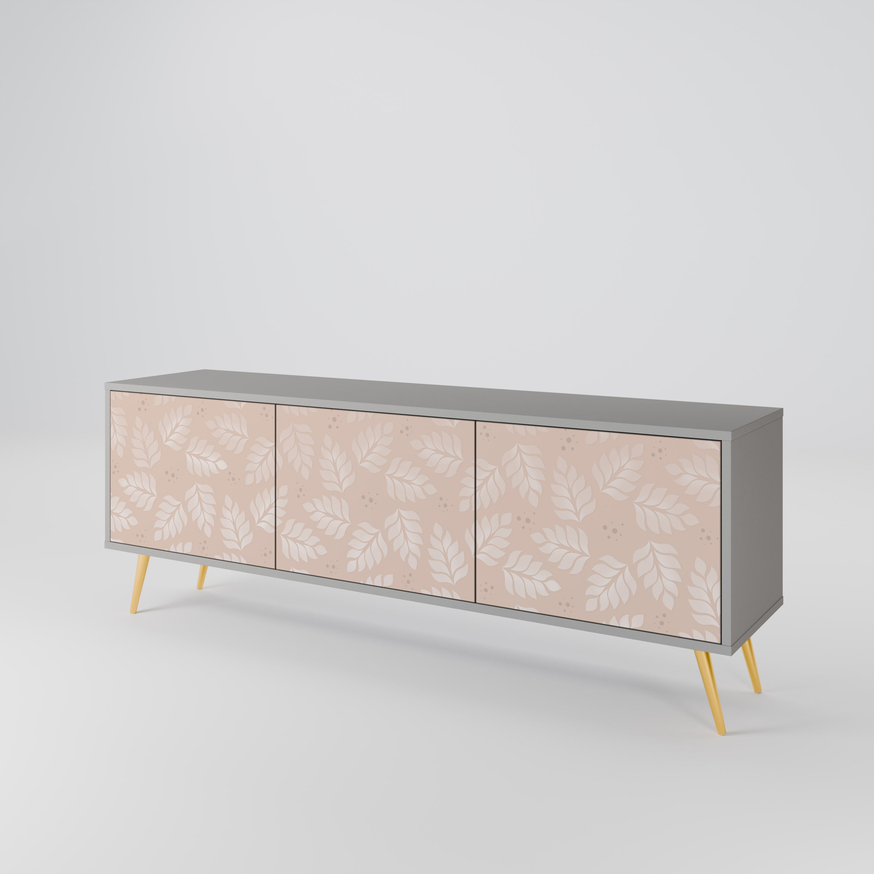 LEAVES ON BEIGE 3-Door TV Cabinet