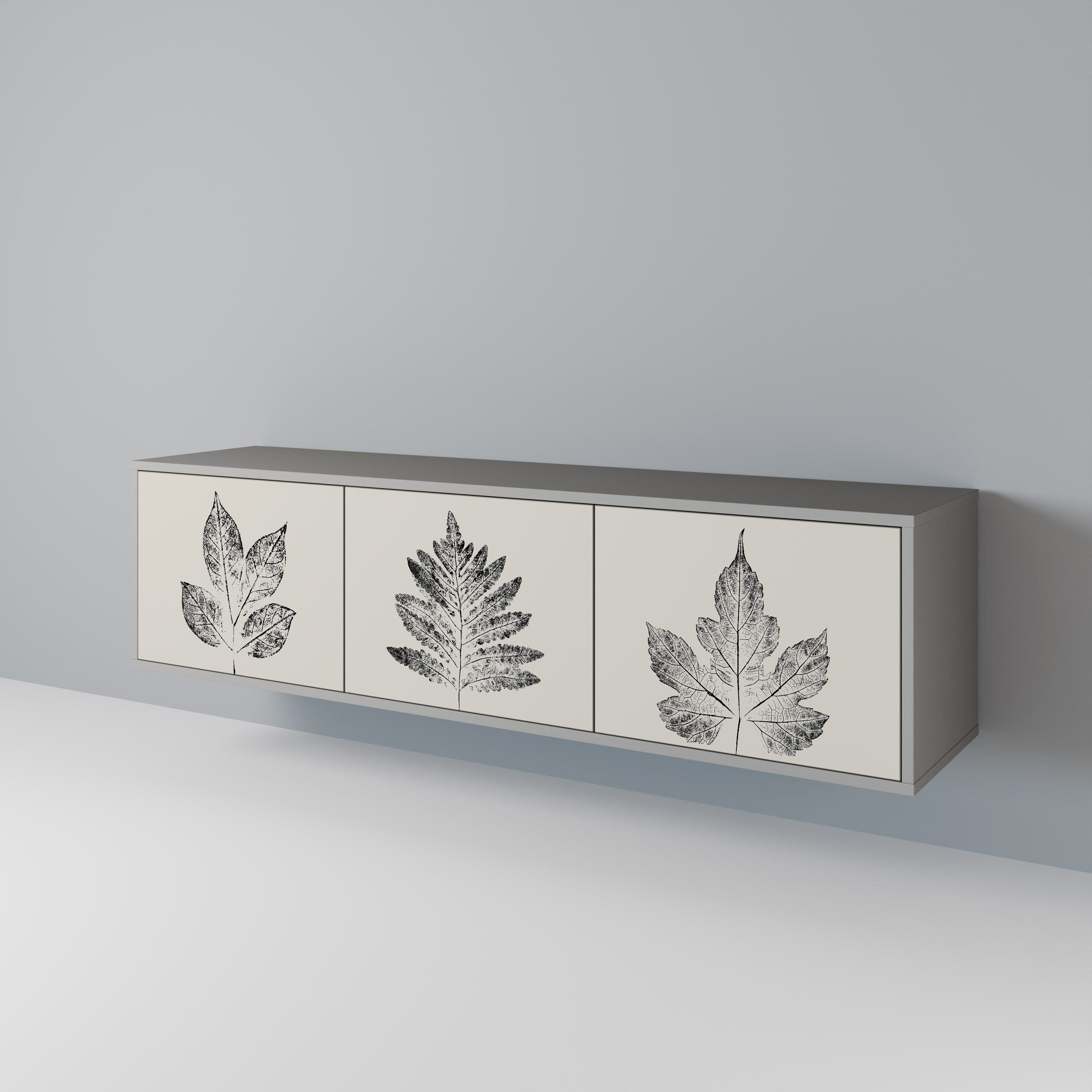 LEAFY STAMPS Τρίθυρη βάση τηλεόρασης σε γκρι φινίρισμα