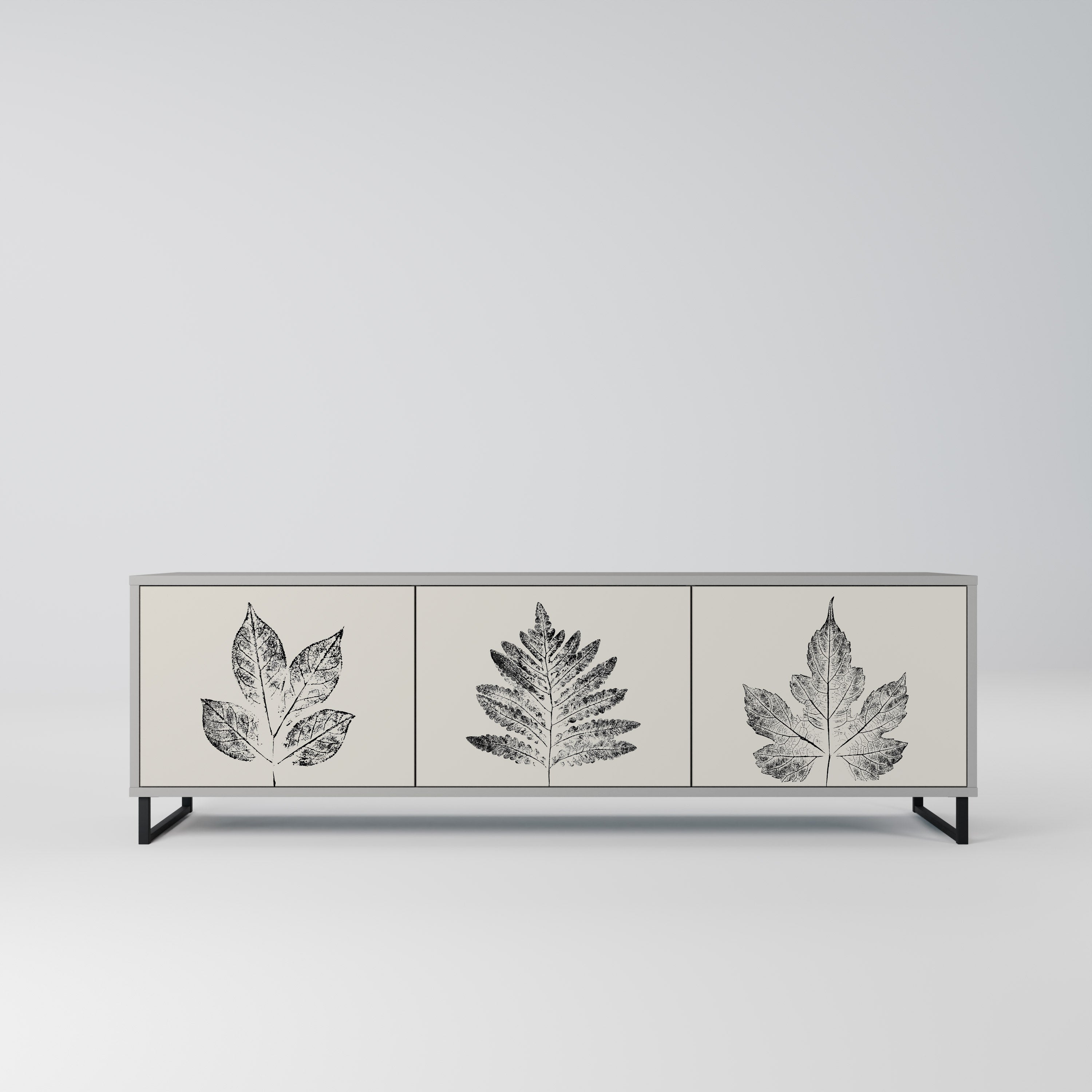 LEAFY STAMPS Τρίθυρη βάση τηλεόρασης σε γκρι φινίρισμα