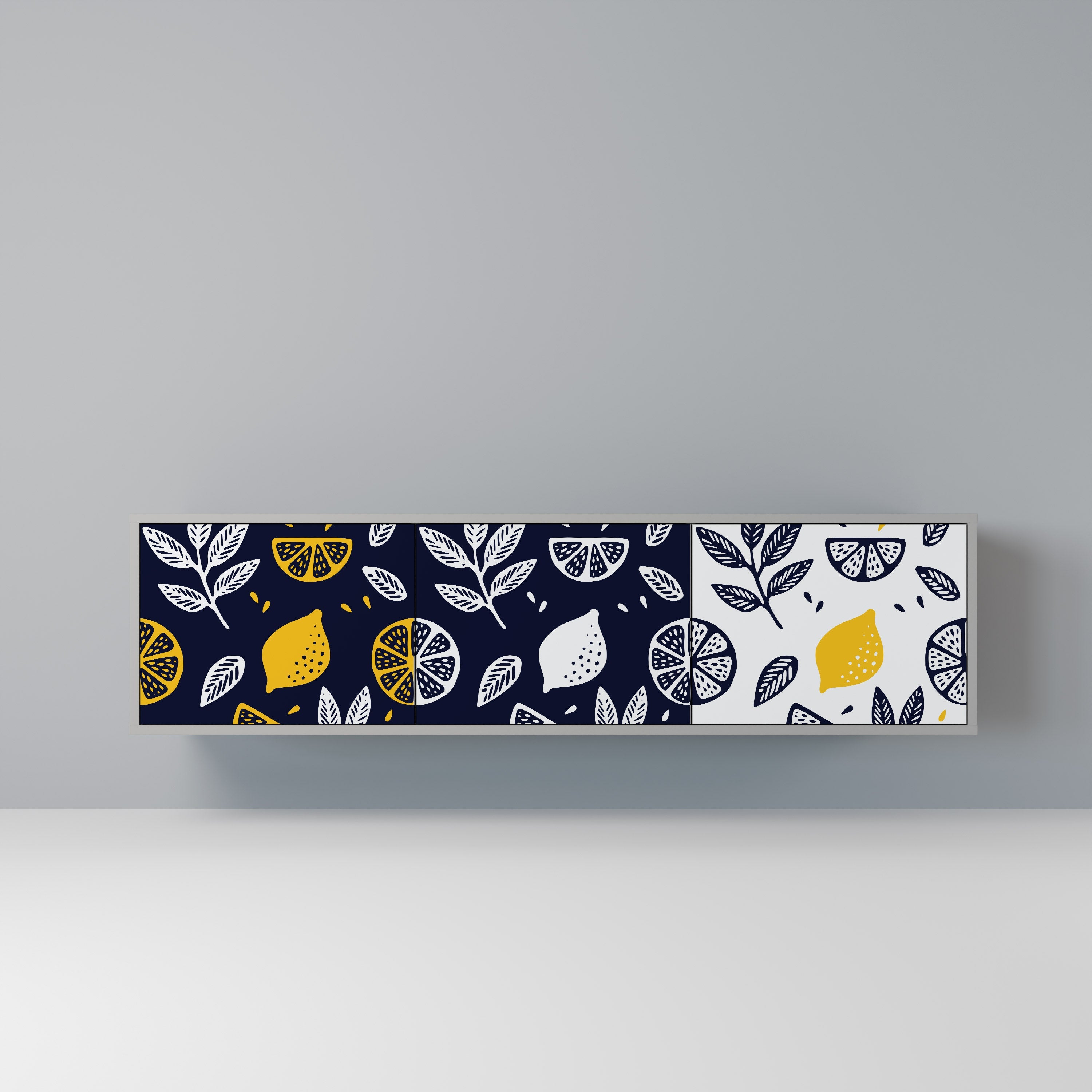 CITRUS BLACK AND WHITE Τρίθυρη βάση τηλεόρασης σε γκρι φινίρισμα