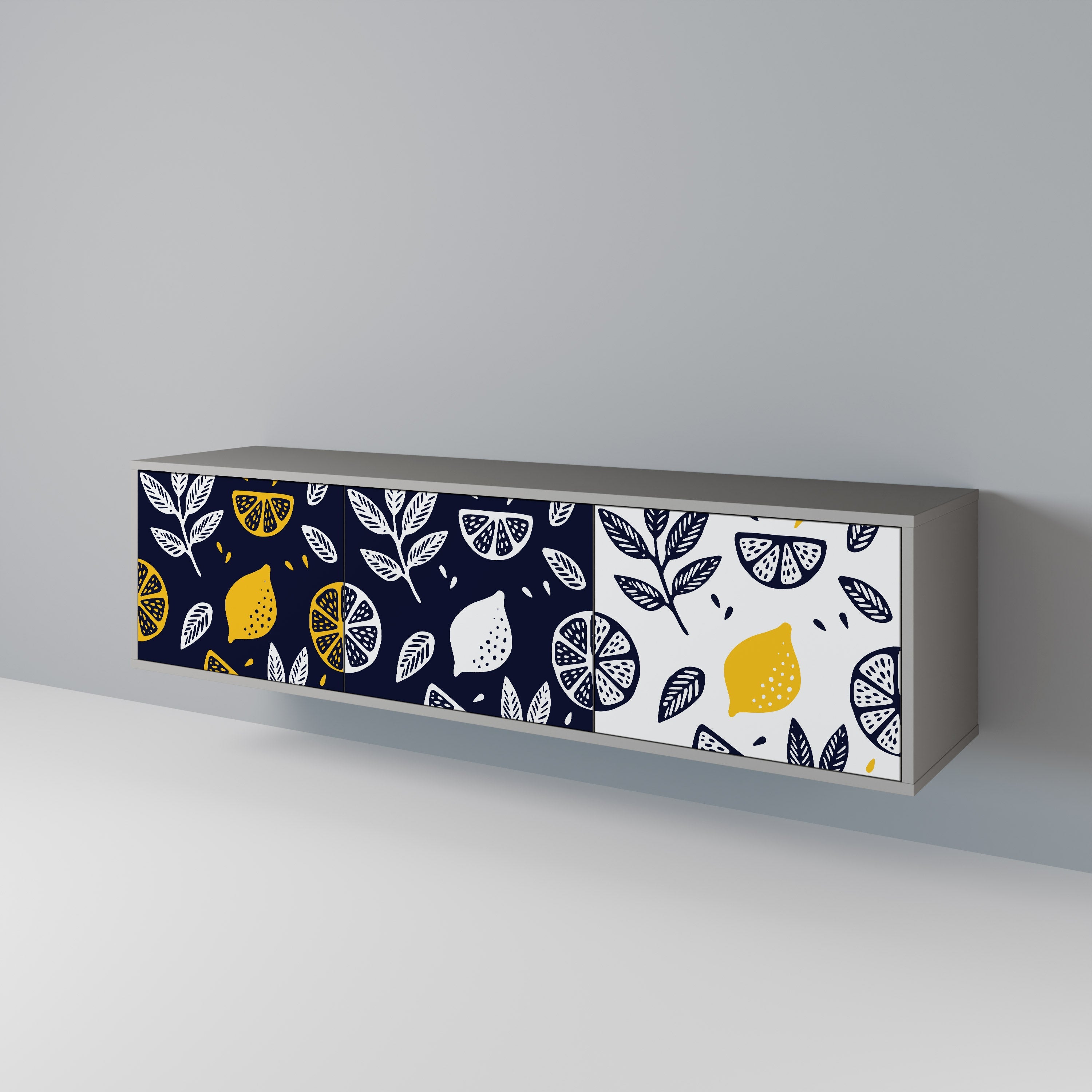 CITRUS BLACK AND WHITE Τρίθυρη βάση τηλεόρασης σε γκρι φινίρισμα