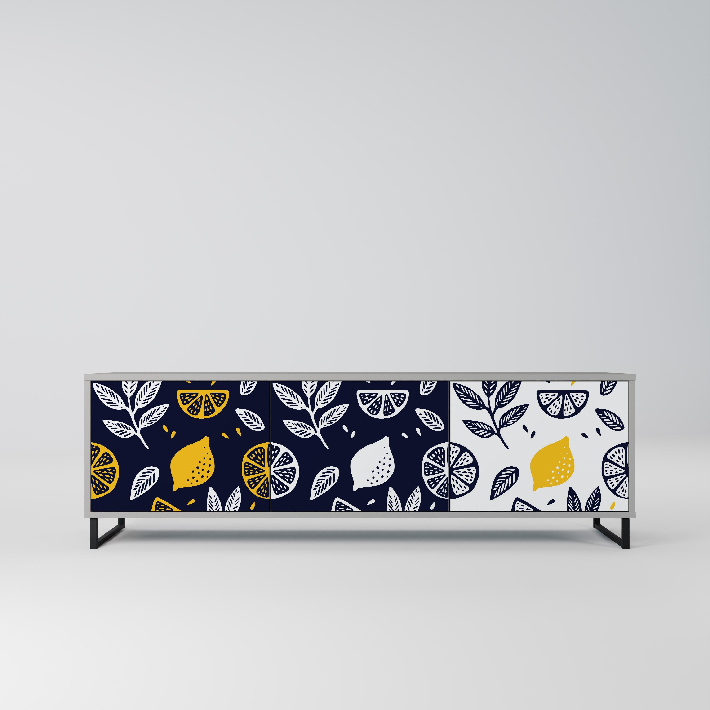 CITRUS BLACK AND WHITE Τρίθυρη βάση τηλεόρασης σε γκρι φινίρισμα