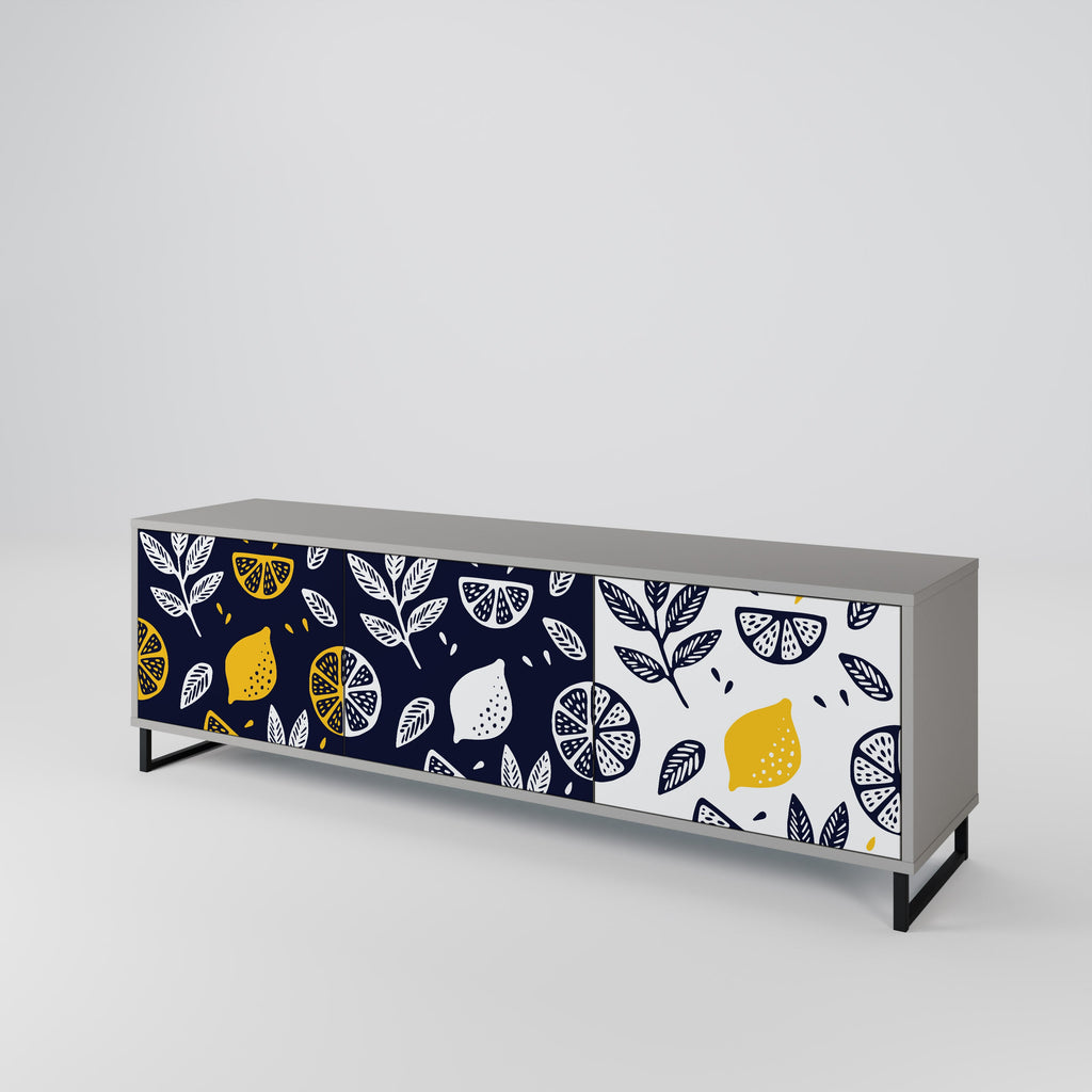 CITRUS BLACK AND WHITE Τρίθυρη βάση τηλεόρασης σε γκρι φινίρισμα