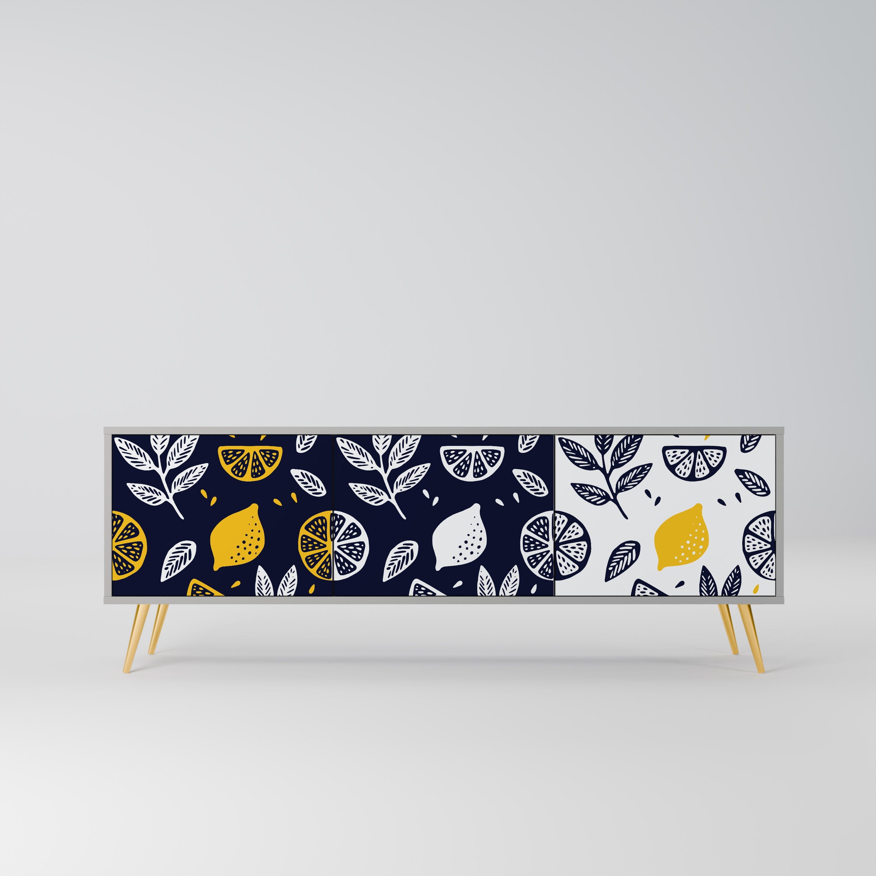 CITRUS BLACK AND WHITE Τρίθυρη βάση τηλεόρασης σε γκρι φινίρισμα