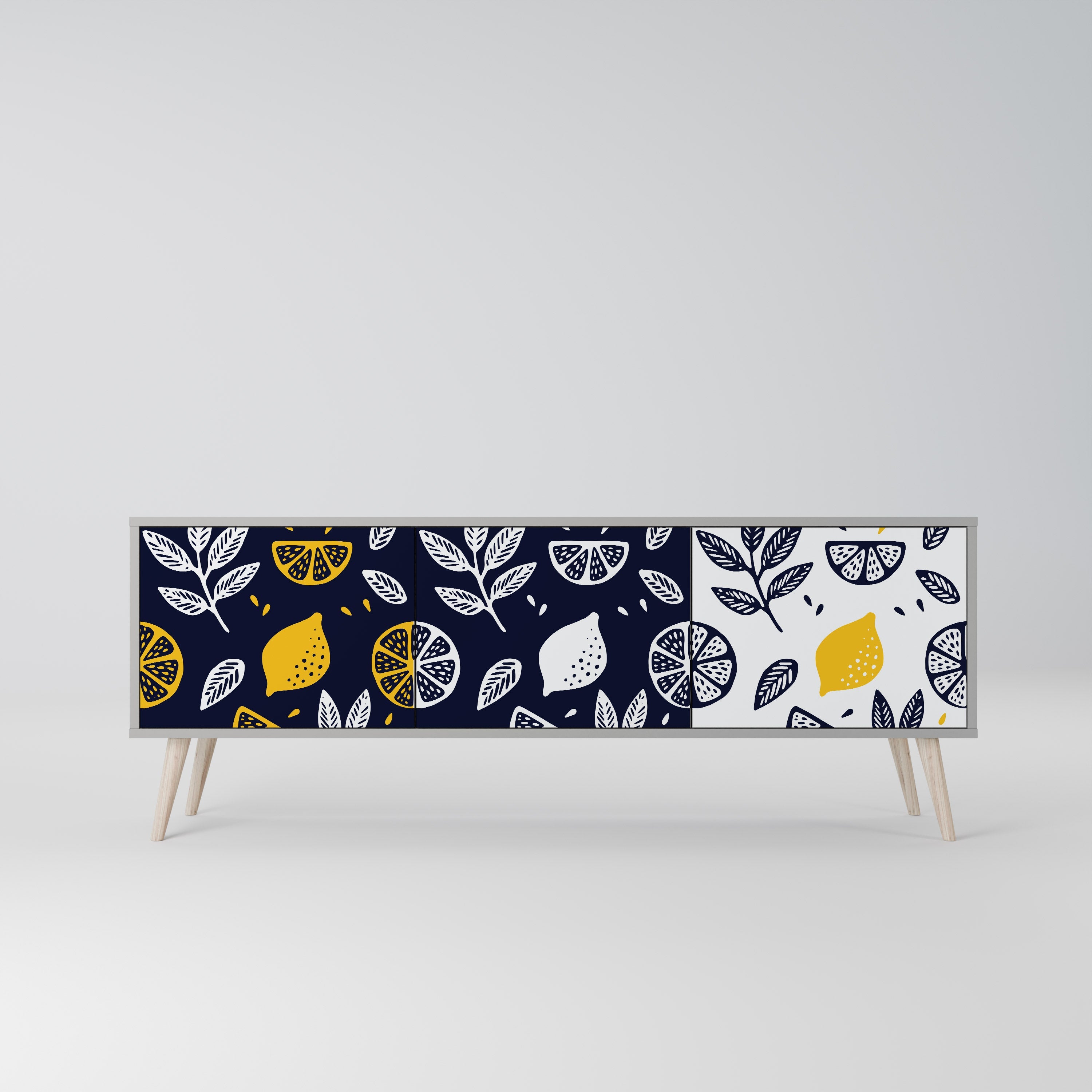 CITRUS BLACK AND WHITE Τρίθυρη βάση τηλεόρασης σε γκρι φινίρισμα