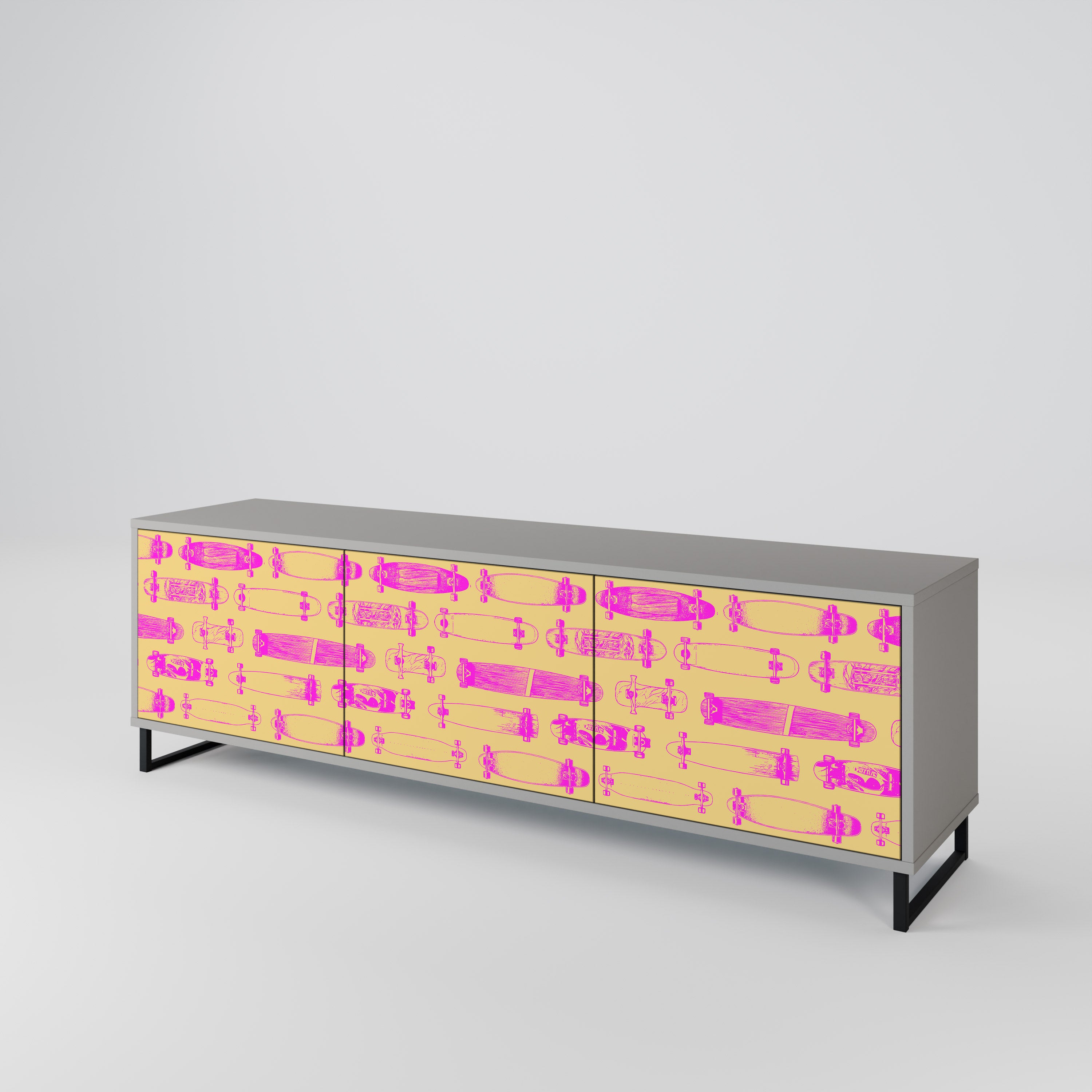 SKATEBOARD ARTISTRY 3-Door TV Cabinet