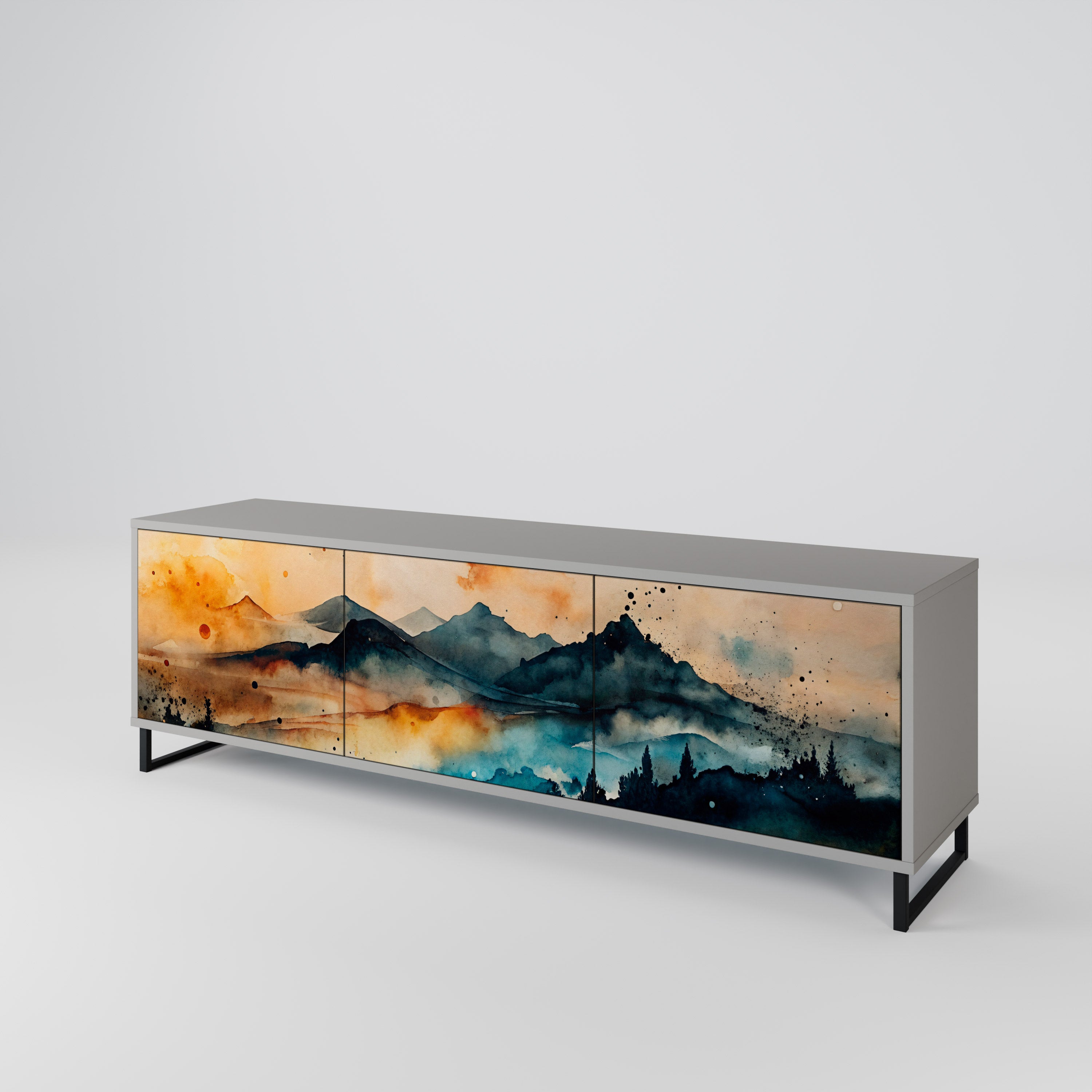 OMINOUS MOUNTAINS 3-Door TV Cabinet