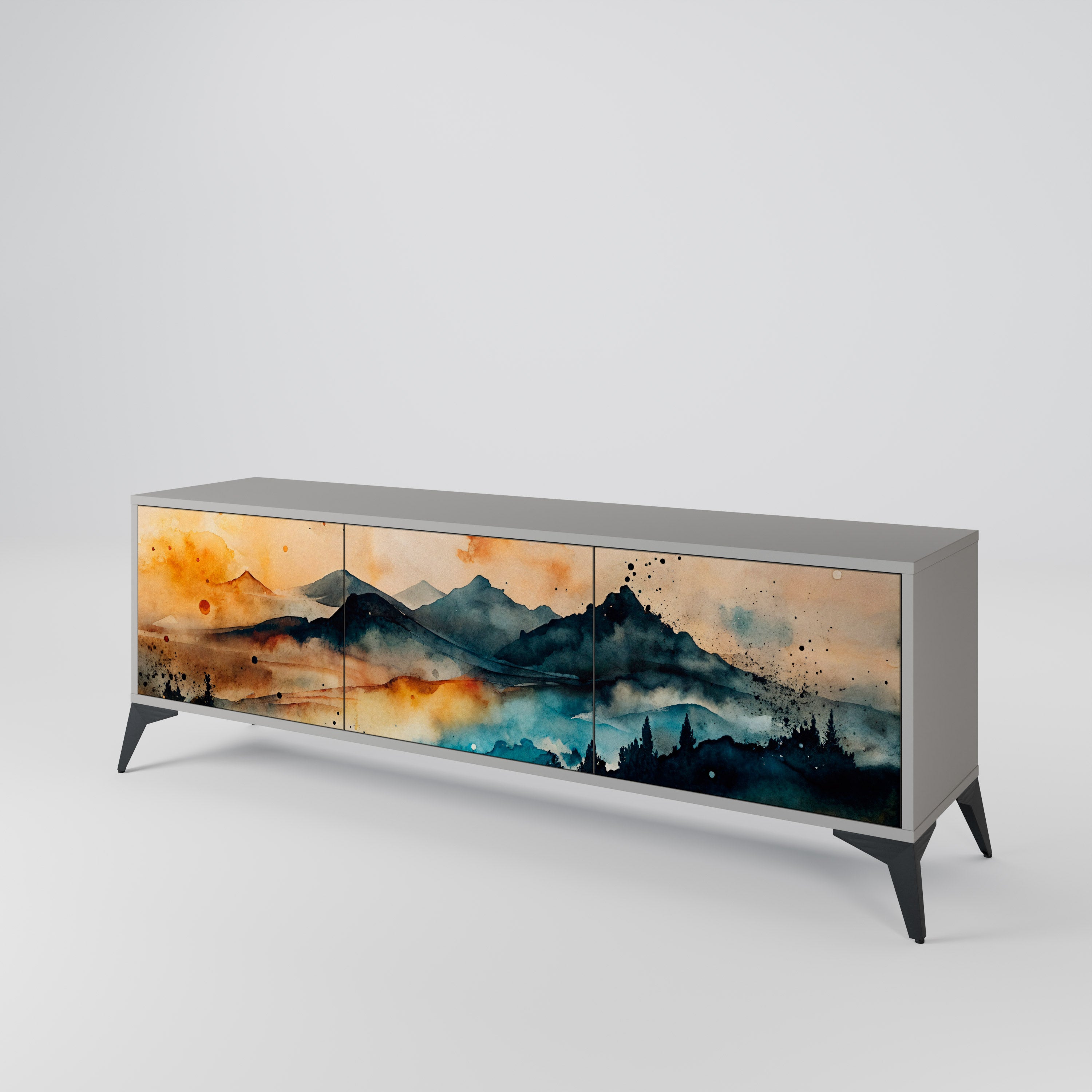 OMINOUS MOUNTAINS 3-Door TV Cabinet