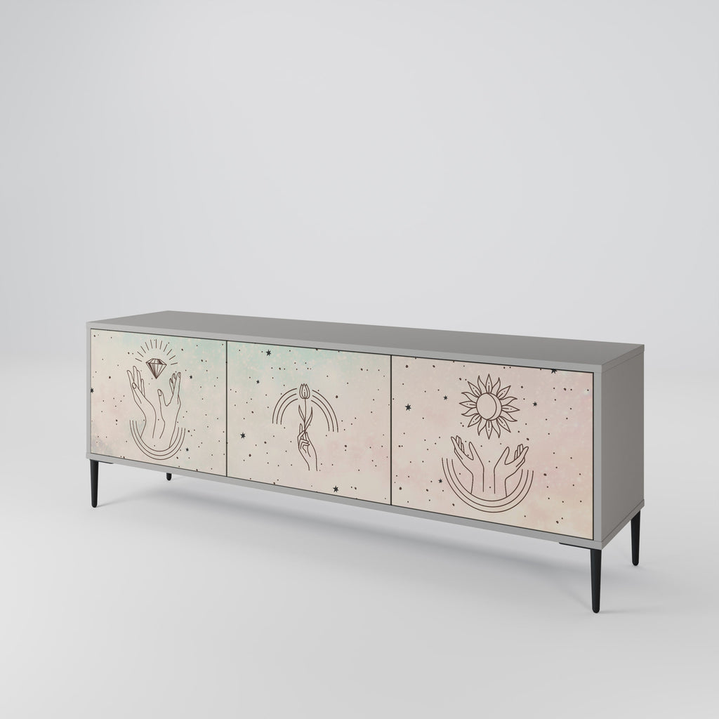 Βάση τηλεόρασης DELICATE BEAUTY 3 θυρών σε γκρι φινίρισμα