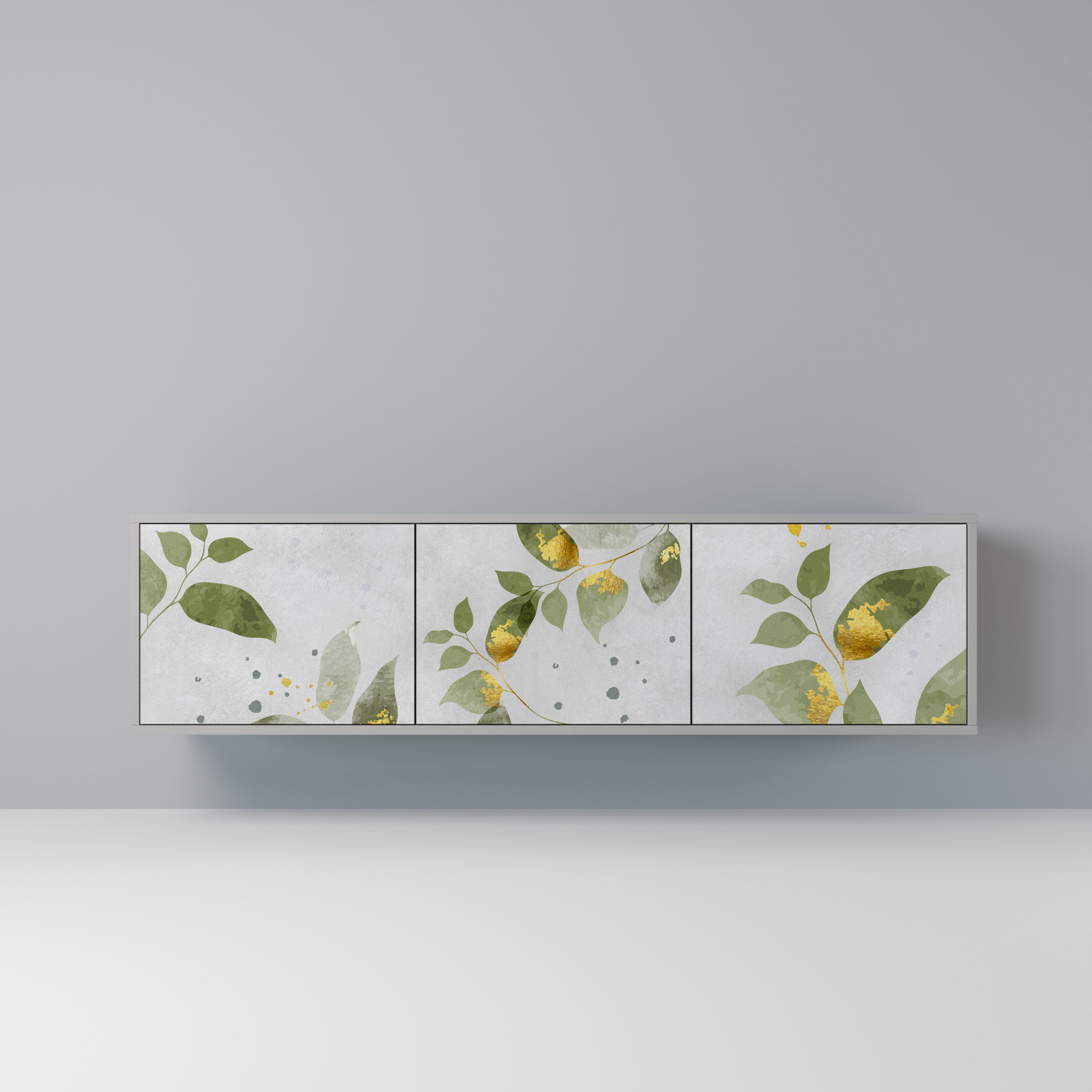 ELEGANT BOTANICS Τρίθυρη βάση τηλεόρασης σε γκρι φινίρισμα
