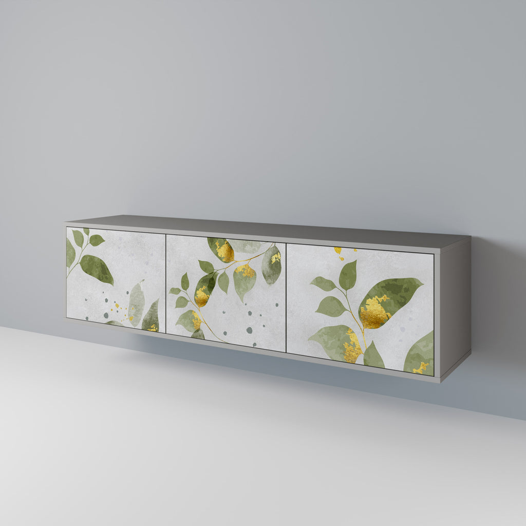 ELEGANT BOTANICS Τρίθυρη βάση τηλεόρασης σε γκρι φινίρισμα