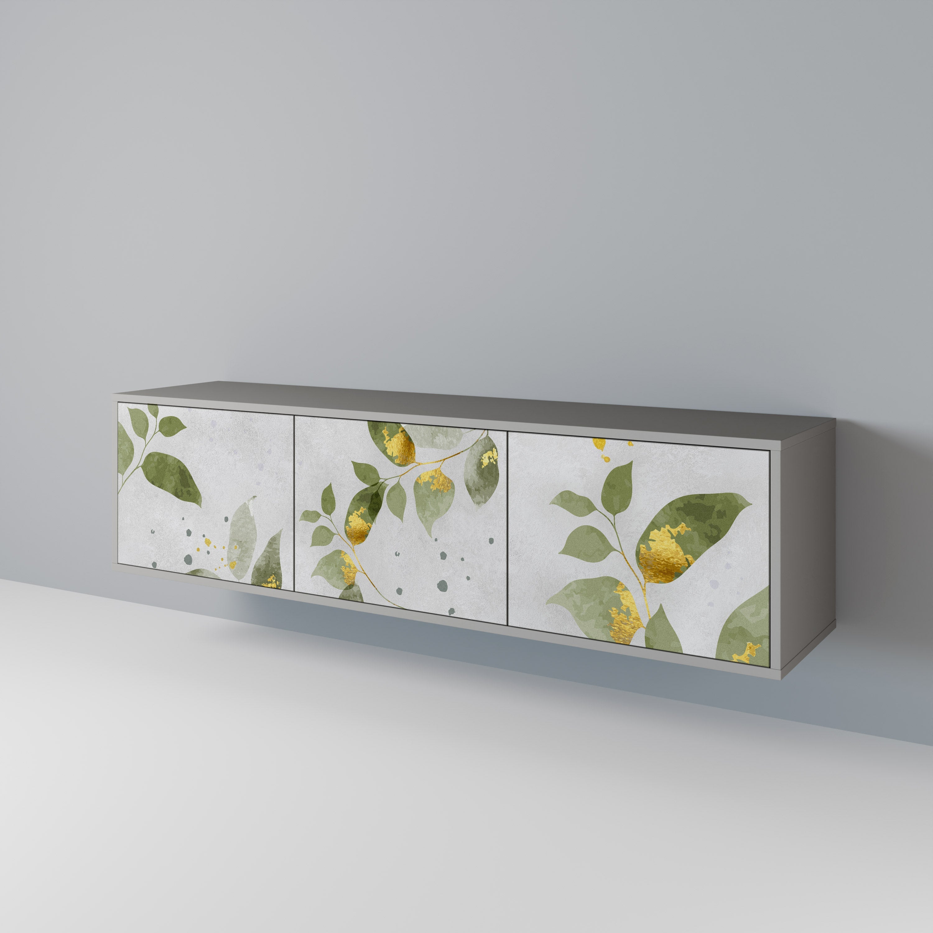 ELEGANT BOTANICS Τρίθυρη βάση τηλεόρασης σε γκρι φινίρισμα