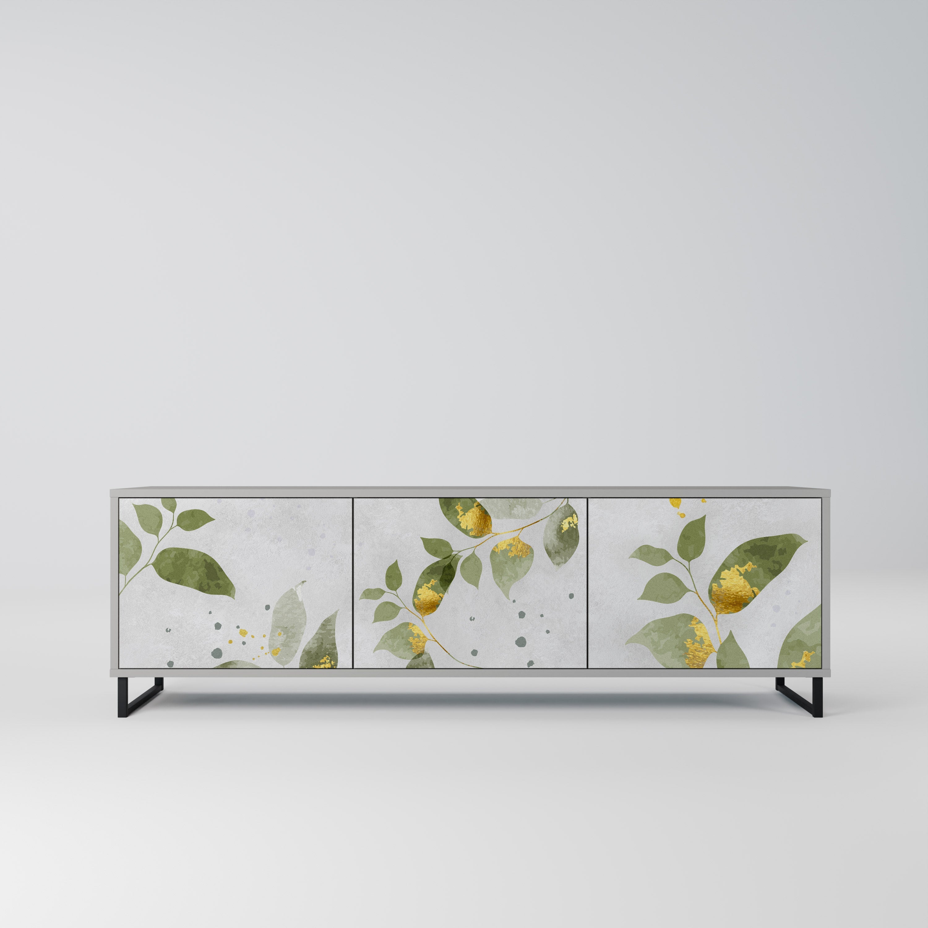 ELEGANT BOTANICS Τρίθυρη βάση τηλεόρασης σε γκρι φινίρισμα