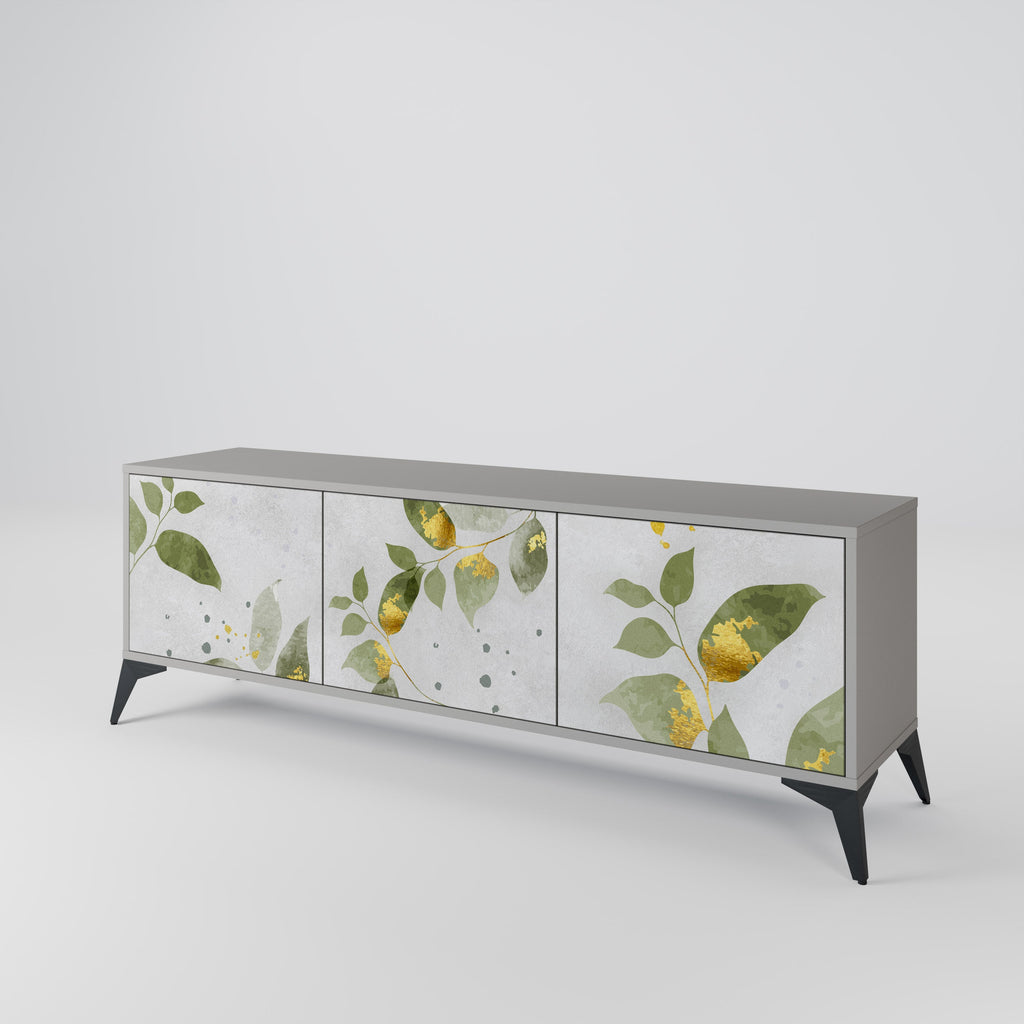 ELEGANT BOTANICS Τρίθυρη βάση τηλεόρασης σε γκρι φινίρισμα