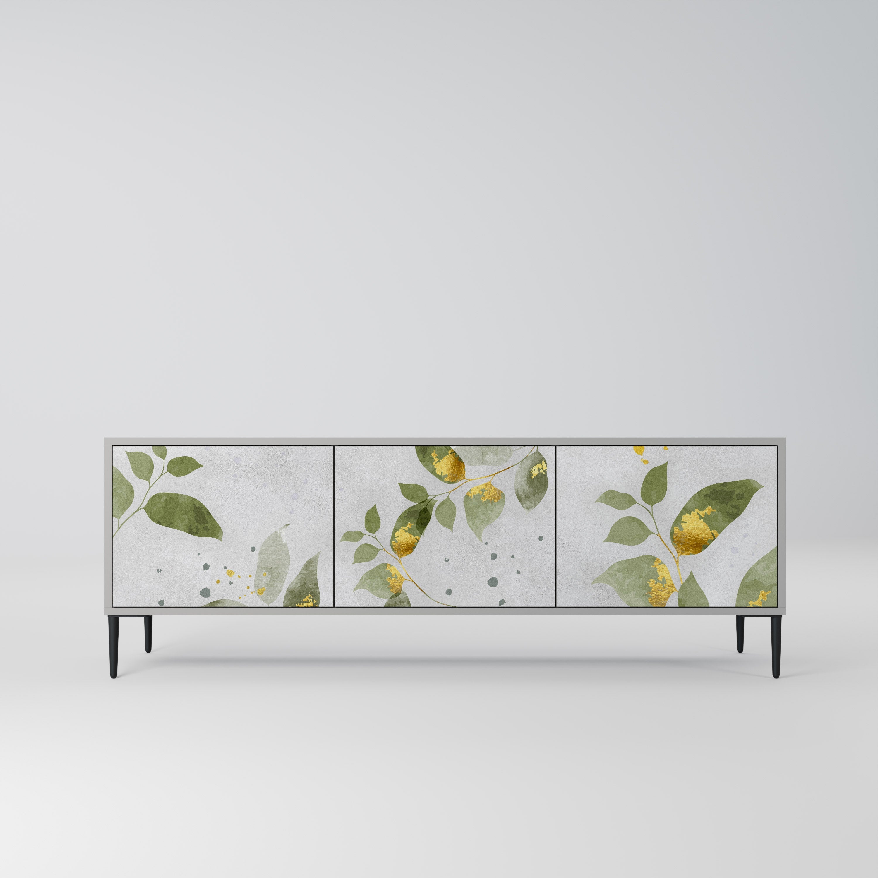 ELEGANT BOTANICS Τρίθυρη βάση τηλεόρασης σε γκρι φινίρισμα